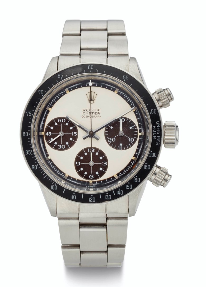 Rolex, steel, chronograph, tropical ‘Big Eye Paul Newman Panda’ dial, ref. 6263, Case No. 2’653’863. Sold for $400,000 on 10 December 2020, Online