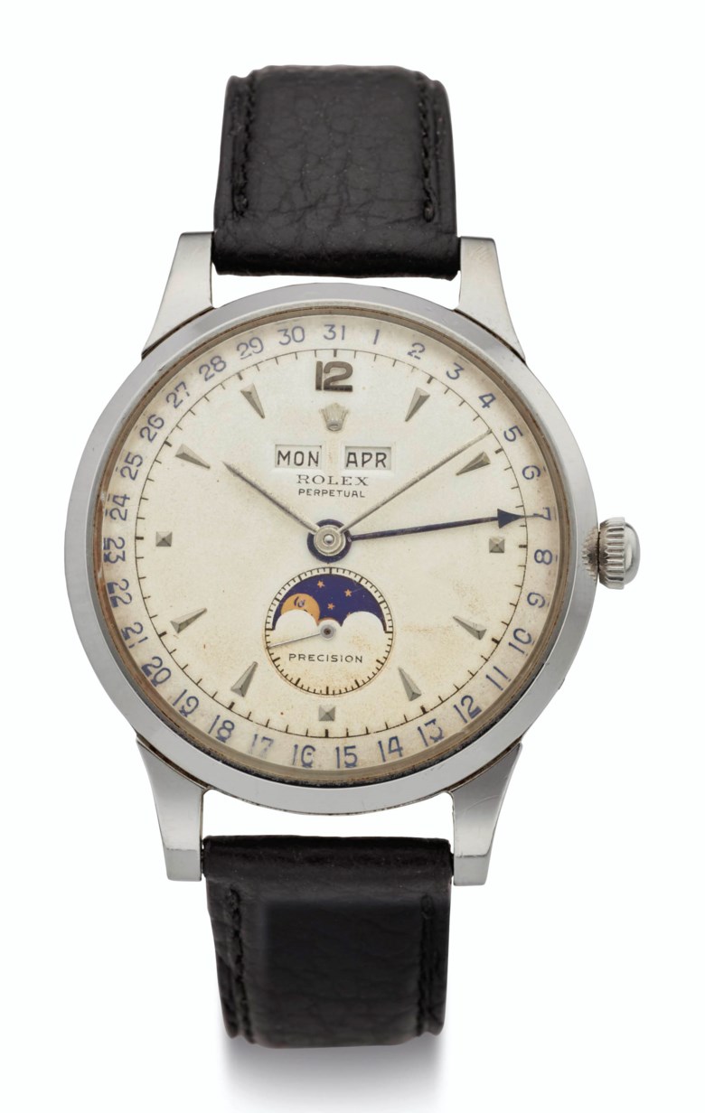 Rolex, steel triple calendar with moon phases, ref. 8171, Case No. 820’760. Sold for $212,500 on 10 December 2020, Online