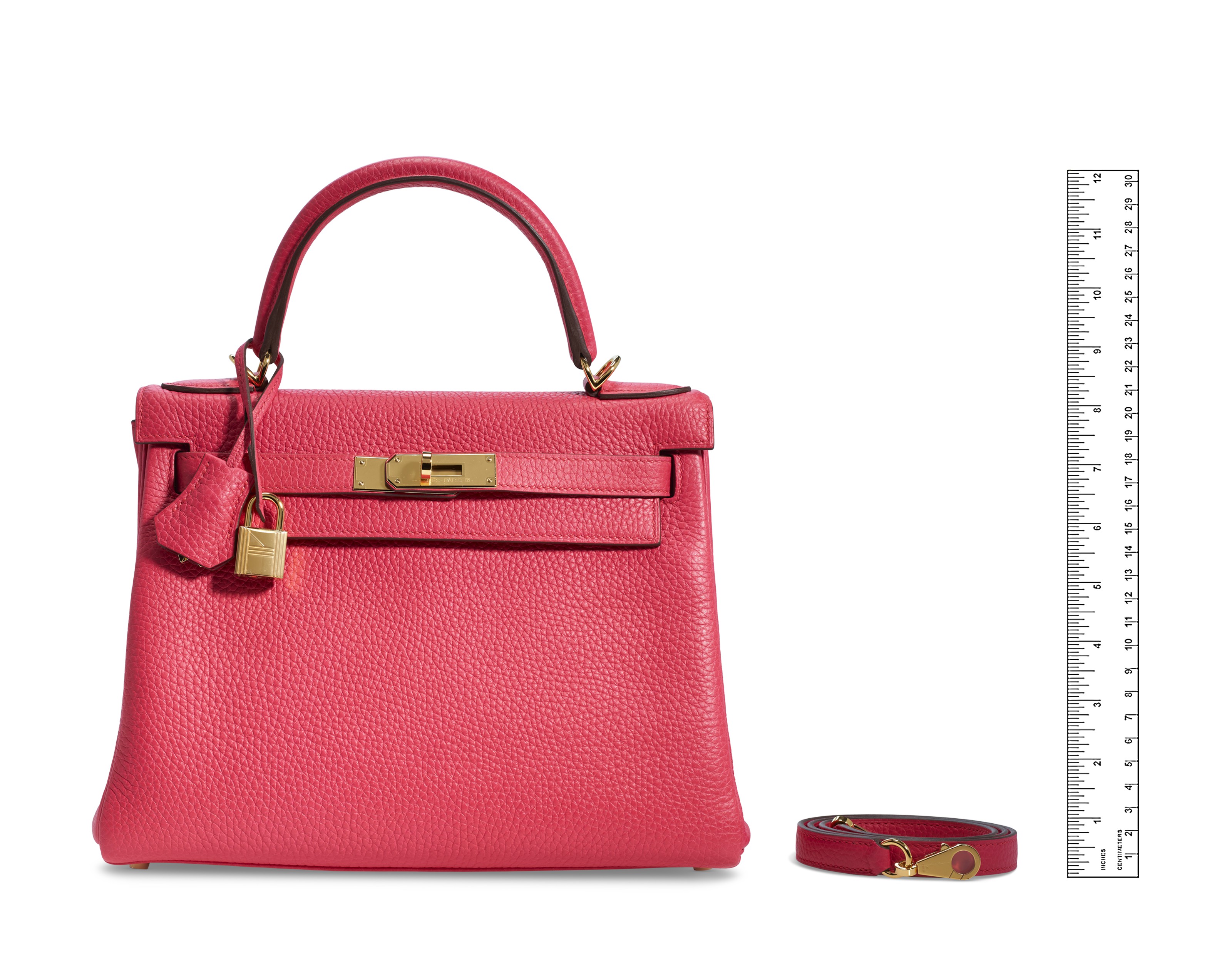 A ROSE EXTRÊME CLÉMENCE LEATHER RETOURNÉ KELLY 28 WITH GOLD