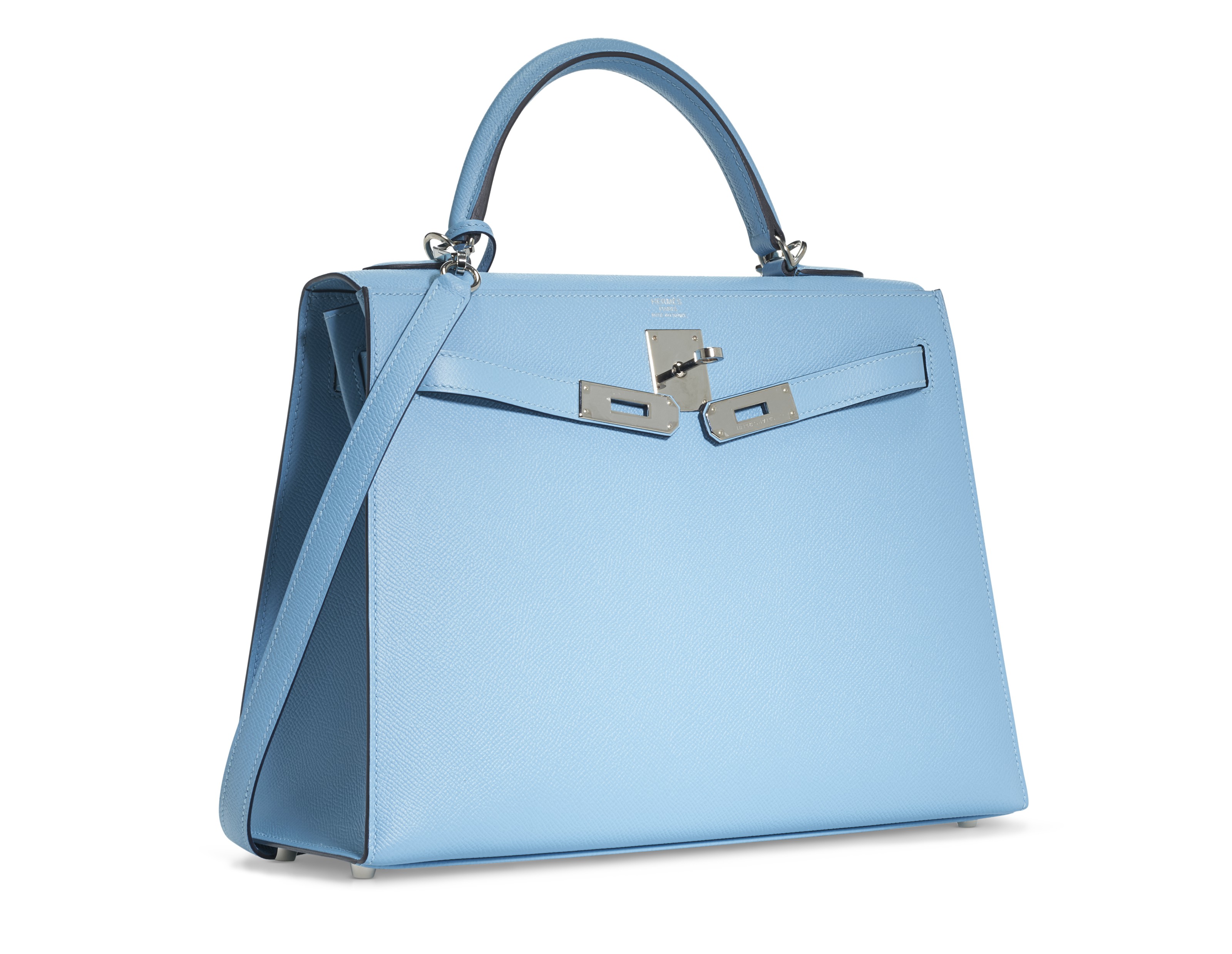 A BLEU DU NORD EPSOM LEATHER SELLIER KELLY 32 WITH PALLADIUM