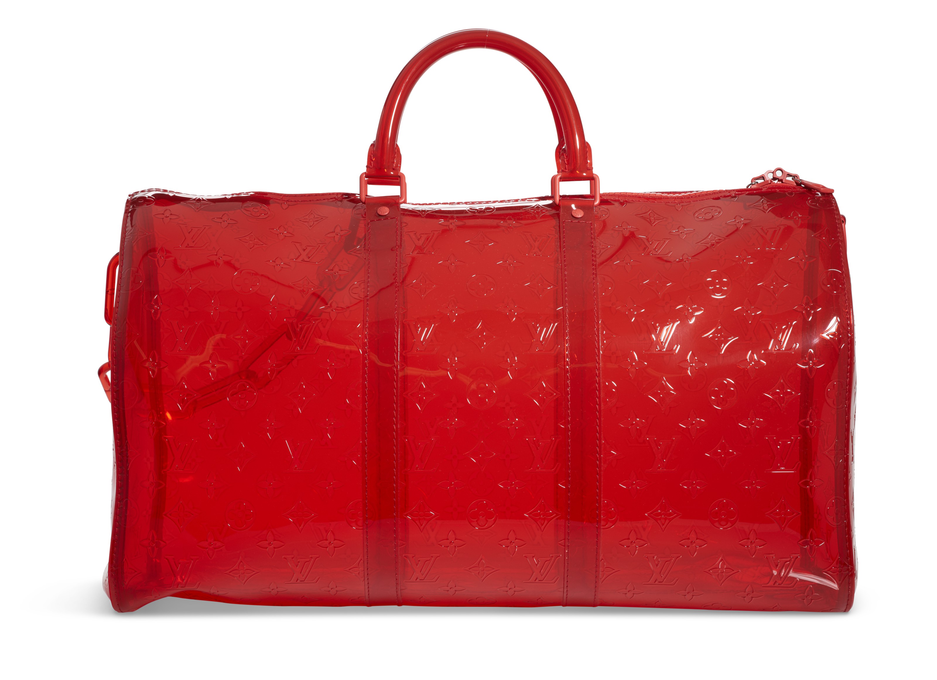 Louis Vuitton レザーボールケース レッド LOUIS VUITTON KEEPALL BANDOULIERE 50!Fiery Red Taiga Leather