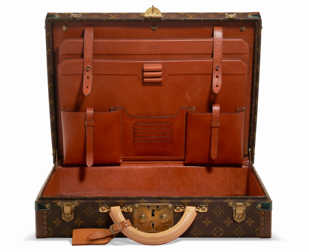 A CLASSIC MONOGRAM CANVAS PRESIDENT BRIEFCASE WITH BRONZE HARDWARE