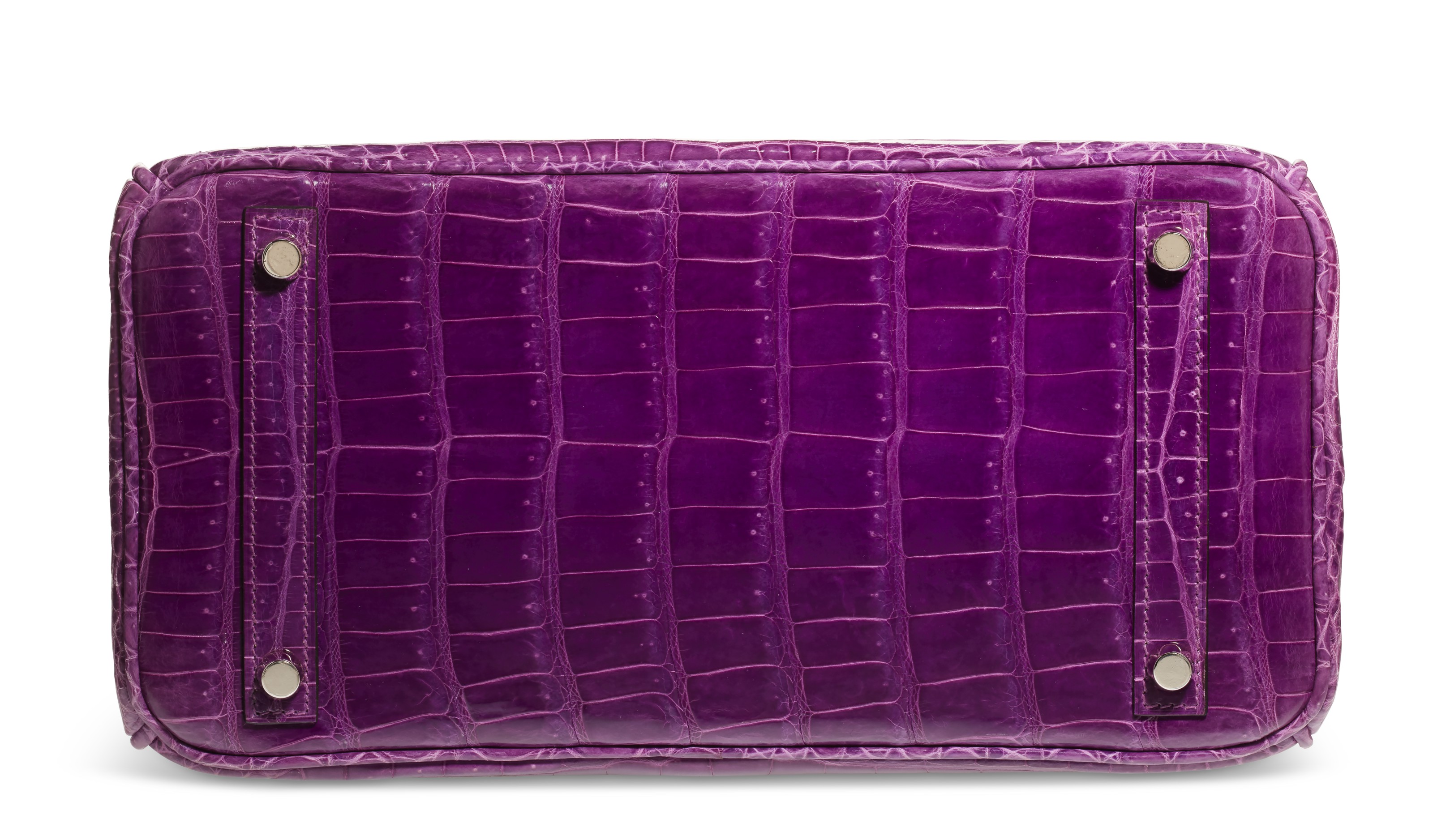 A SHINY VIOLET POROSUS CROCODILE BIRKIN 30 WITH PALLADIUM HARDWARE HERMES 2005FROM THE COLLECTION OF SUSAN CASDEN Christie s