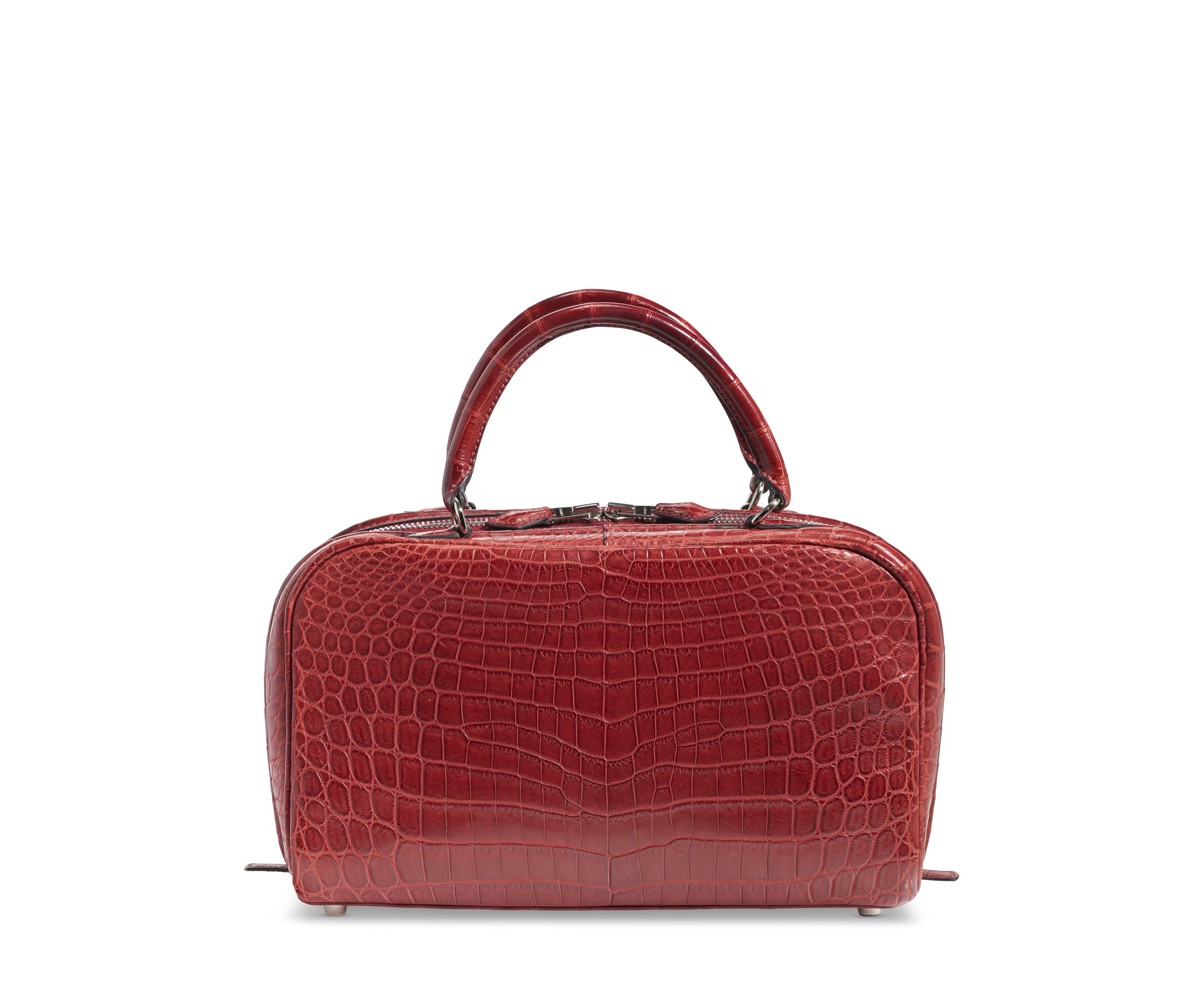 A SHINY RED CROCODILE TOP HANDLE BAG WITH GOLD HARDWARE, CHANEL