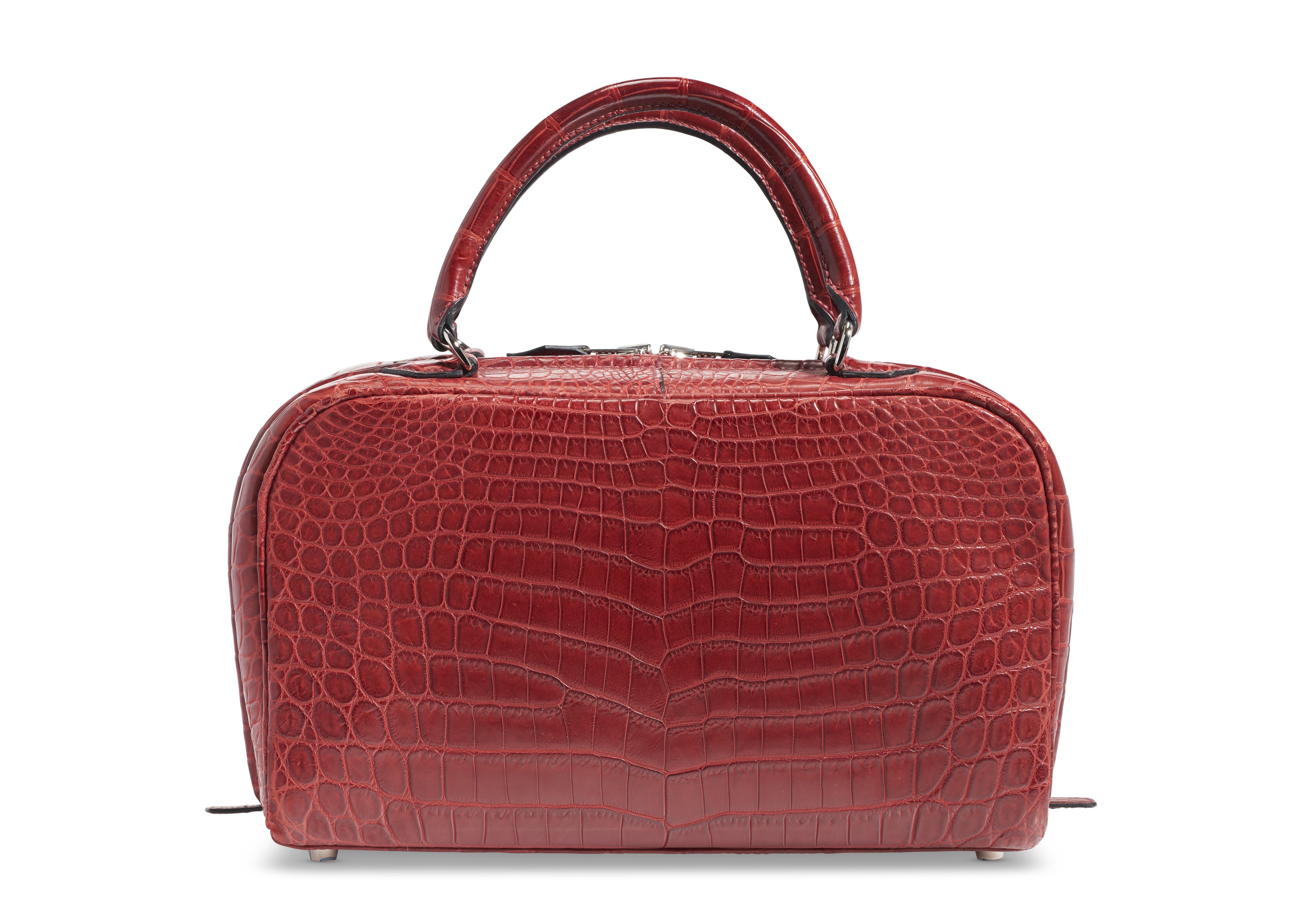 A MATTE ROUGE H NILOTICUS CROCODILE SAC EN VIE 26 WITH PALLADIUM