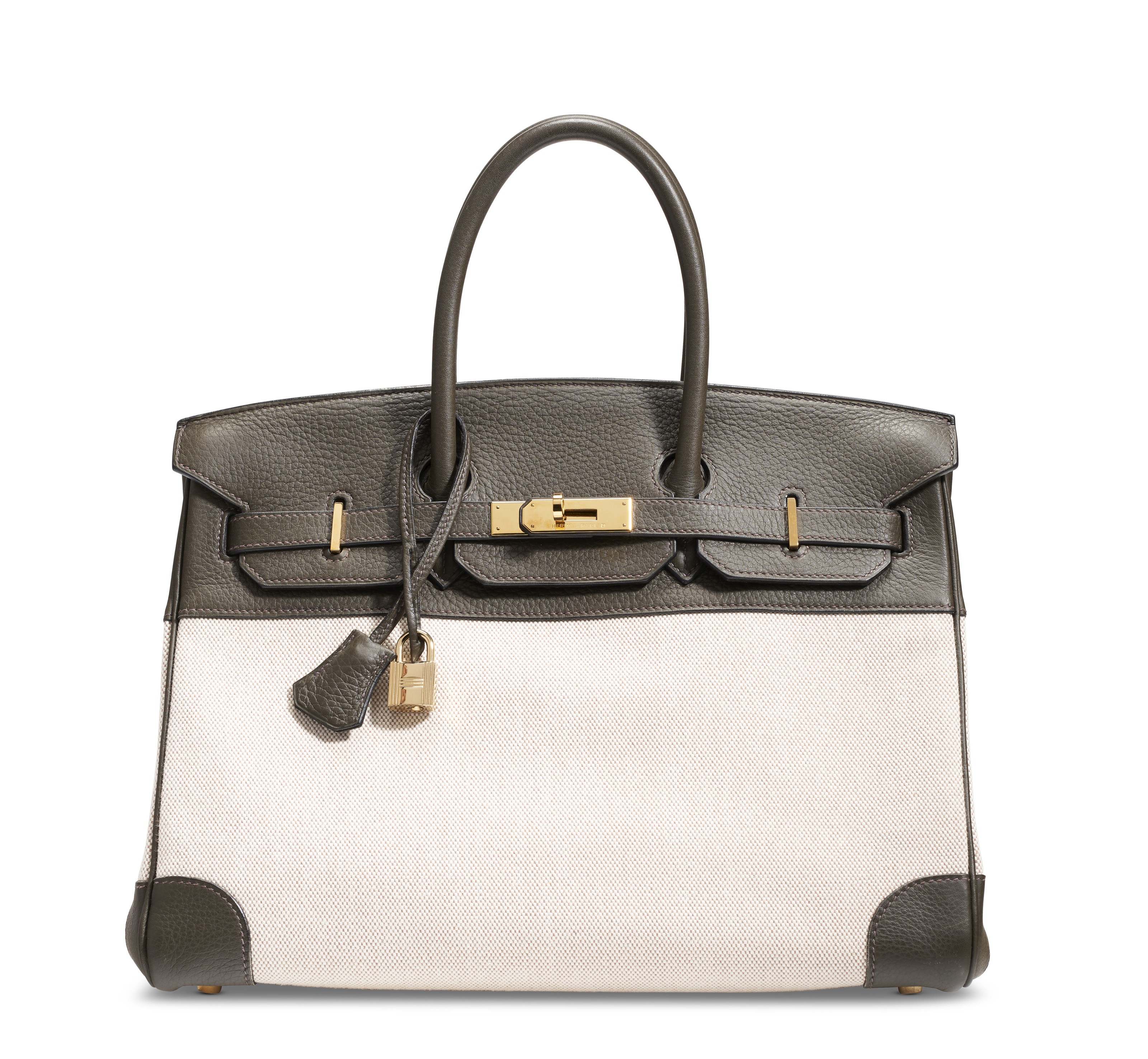 A GRIS TOURTERELLE OSTRICH HAC BIRKIN 32 WITH GOLD HARDWARE, HERMÈS,  2002FROM THE COLLECTION OF SUSAN CASDEN