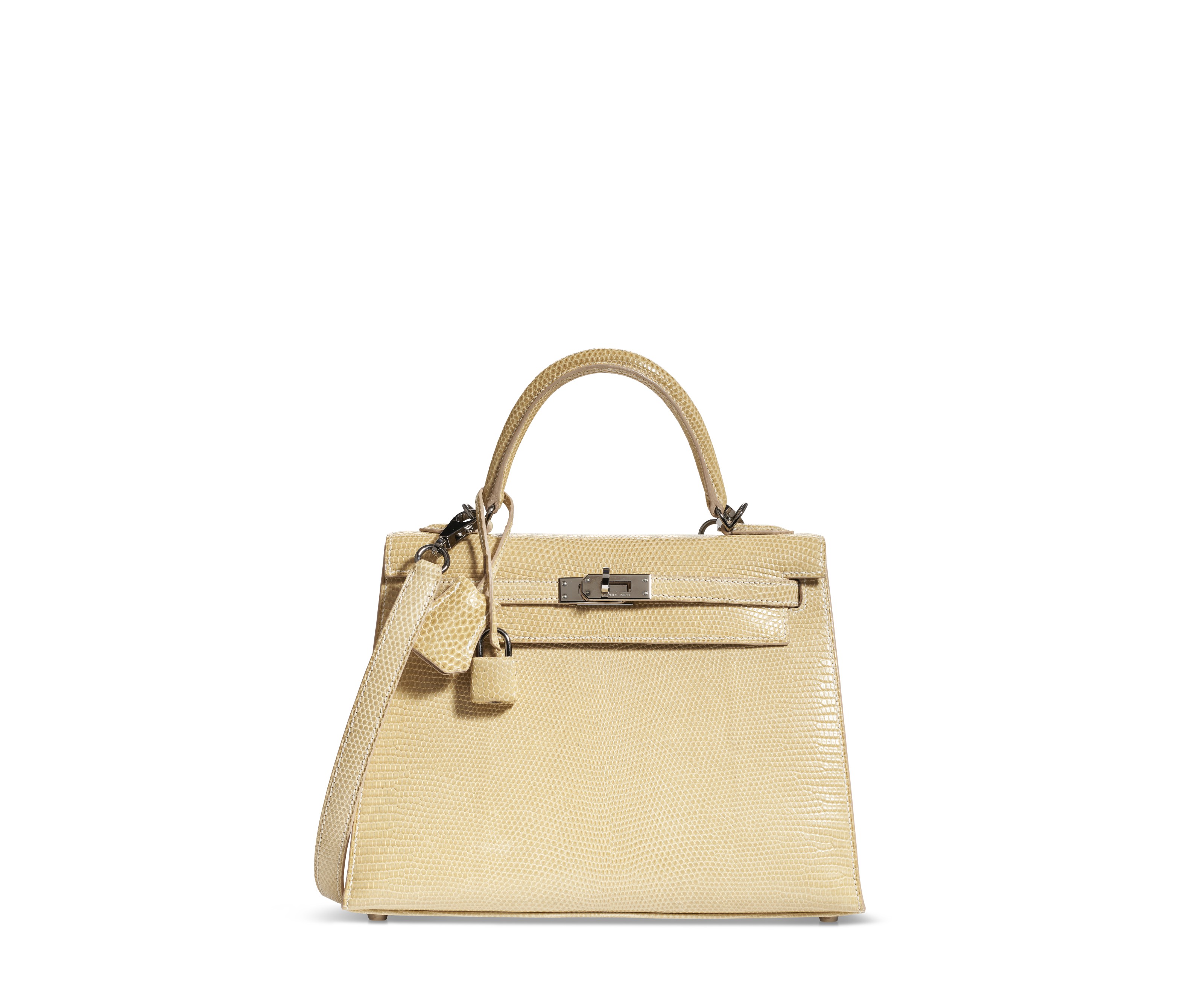 A PARCHEMIN NILOTICUS LIZARD SELLIER KELLY 25 WITH PALLADIUM