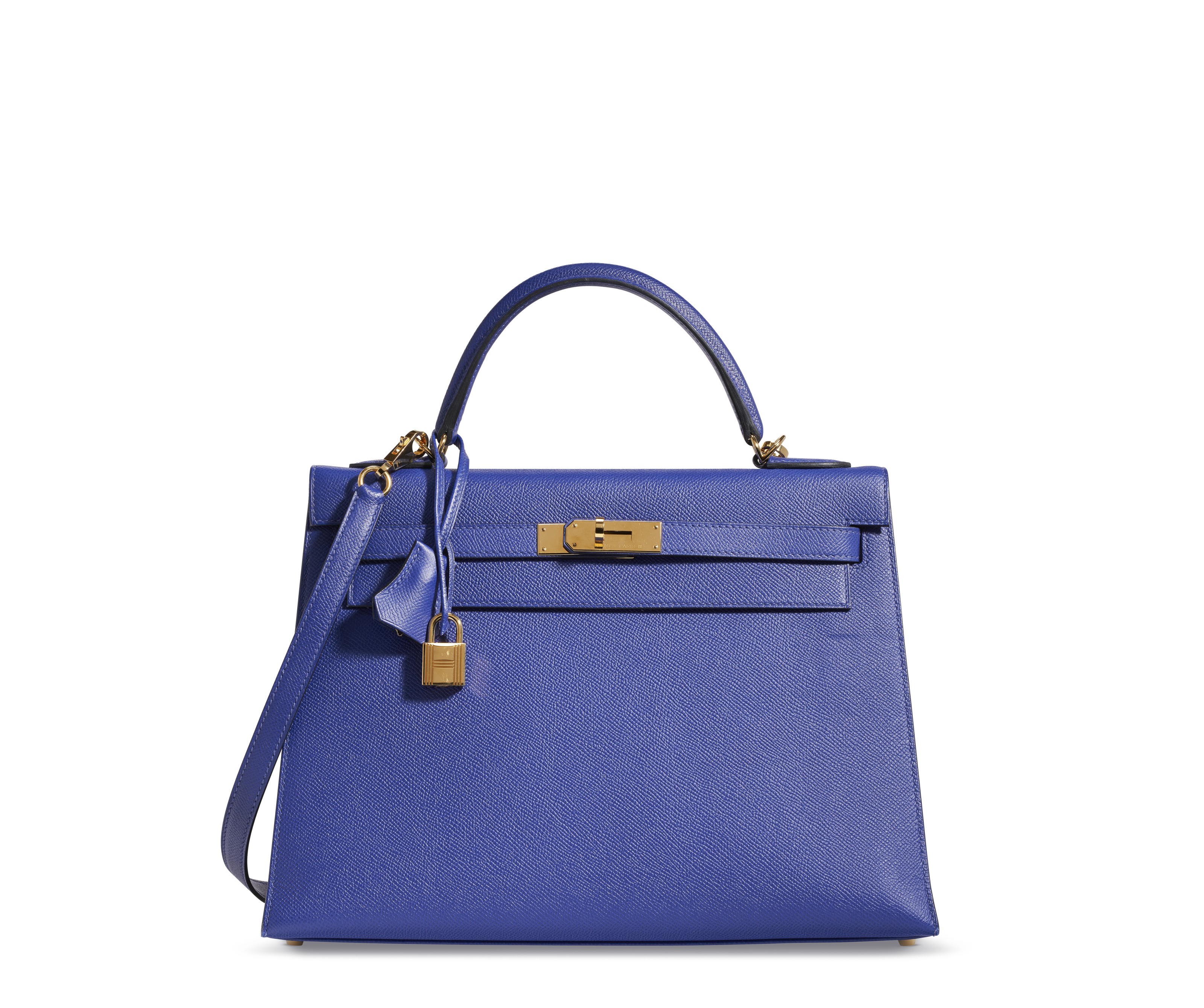 A BLEU ATOLL TOGO LEATHER RETOURNÉ KELLY 32 WITH GOLD HARDWARE