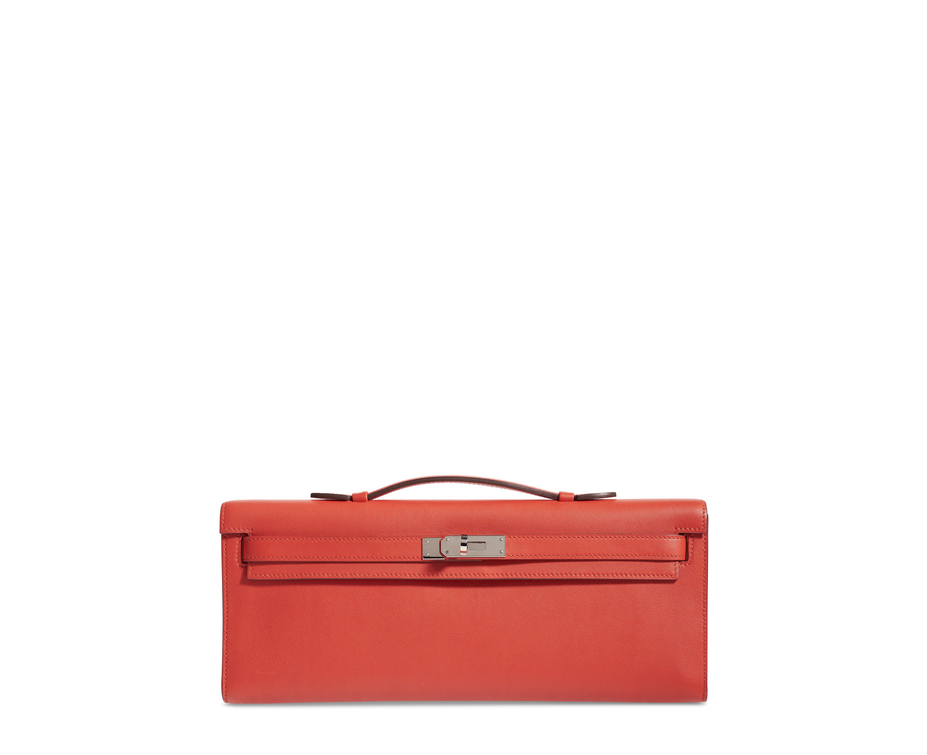 A CAPUCINE SWIFT LEATHER KELLY CUT WITH PALLADIUM HARDWARE, HERMÈS ...