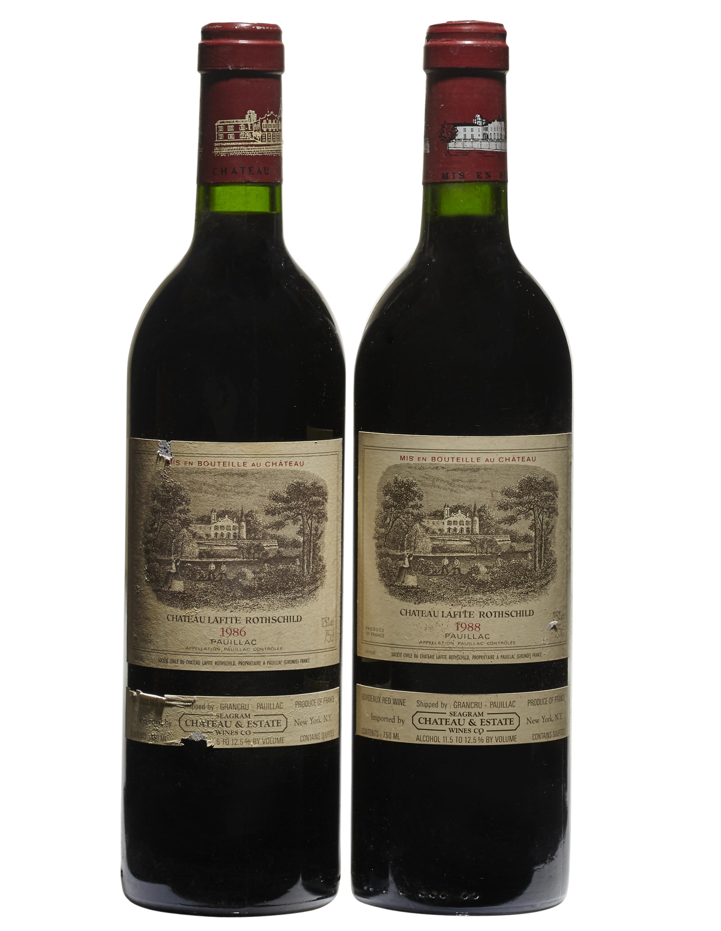 Château Lafite-Rothschild 1986 & 1988. 2 bottles per lot. Estimate: $1,200-1,800. Offered in Wine Online, 24 March to 7 April 2020, Online