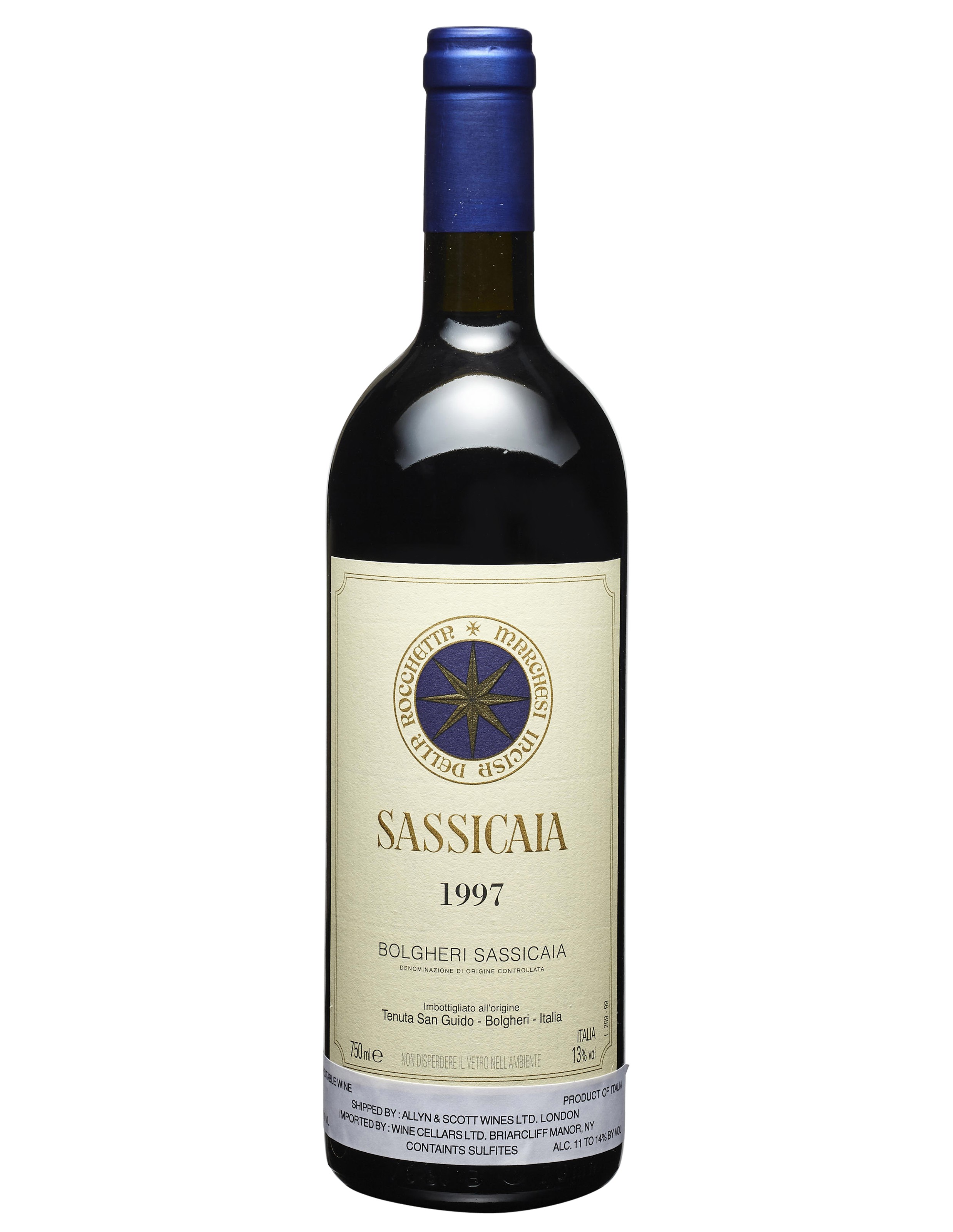 Sassicaia 1997, TuscanyGood appearanceLevels base of neckIn original