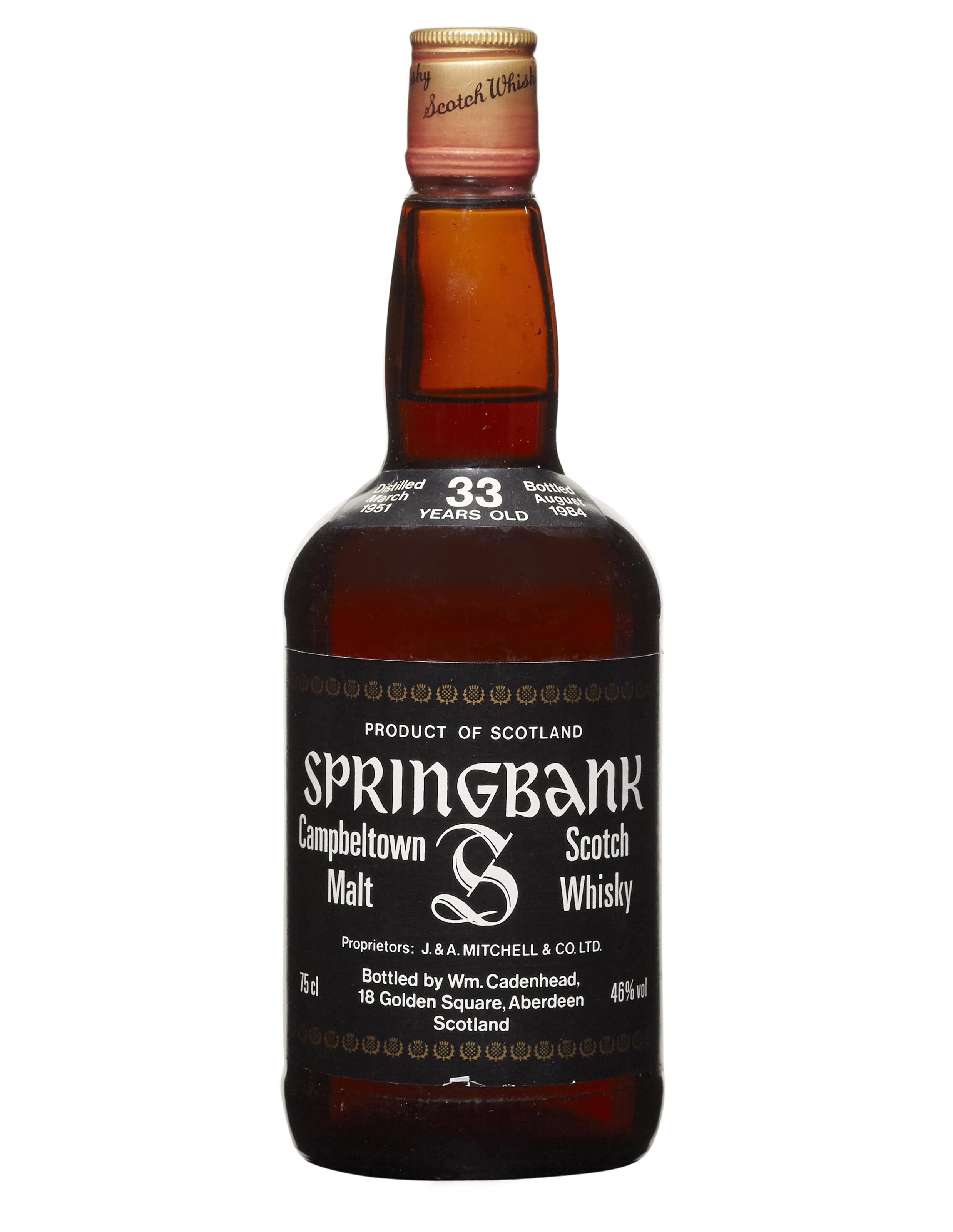 Springbank 33 Year Old Cadenhead 1951, CampbeltownDistilled March 1951 ...