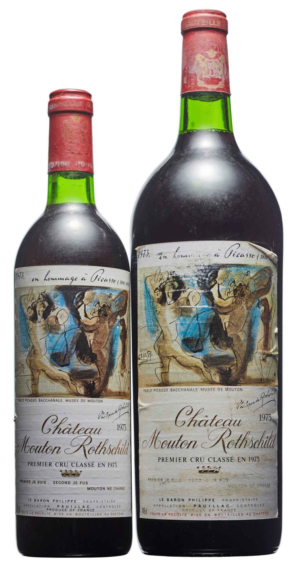 Mixed Château Mouton-Rothschild 1973, Château Mouton-Rothschild 1973Slightly damaged capsules ...