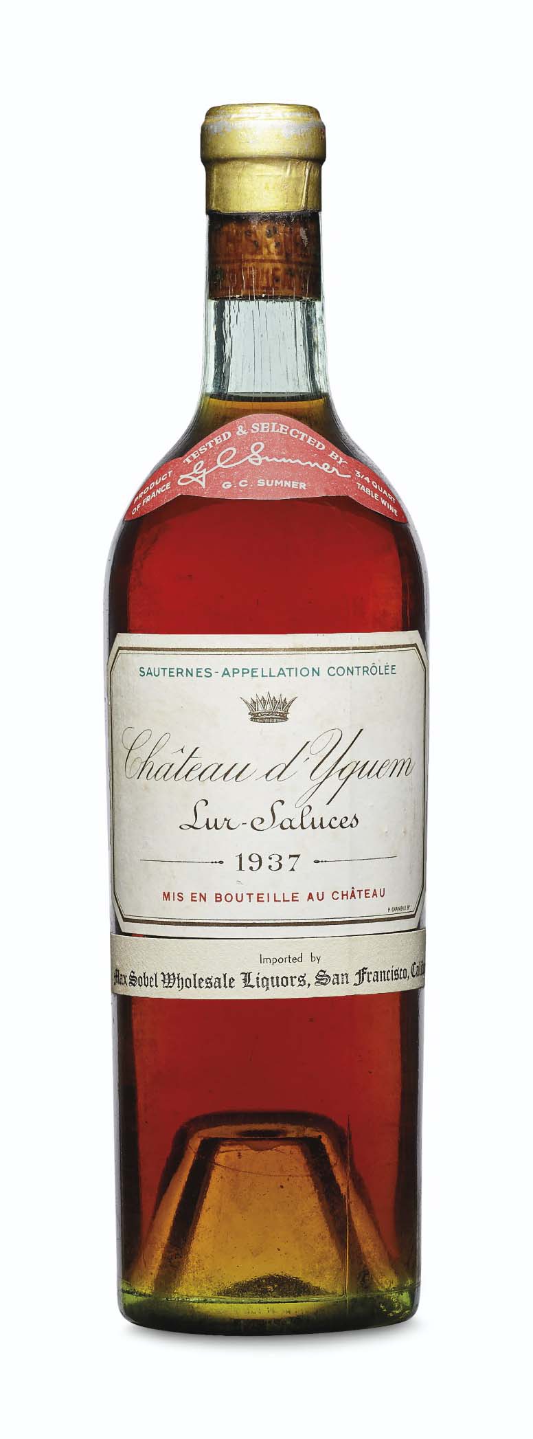 Château d'Yquem 1937, Sauternes, 1er grand cru classéSlightly bin ...