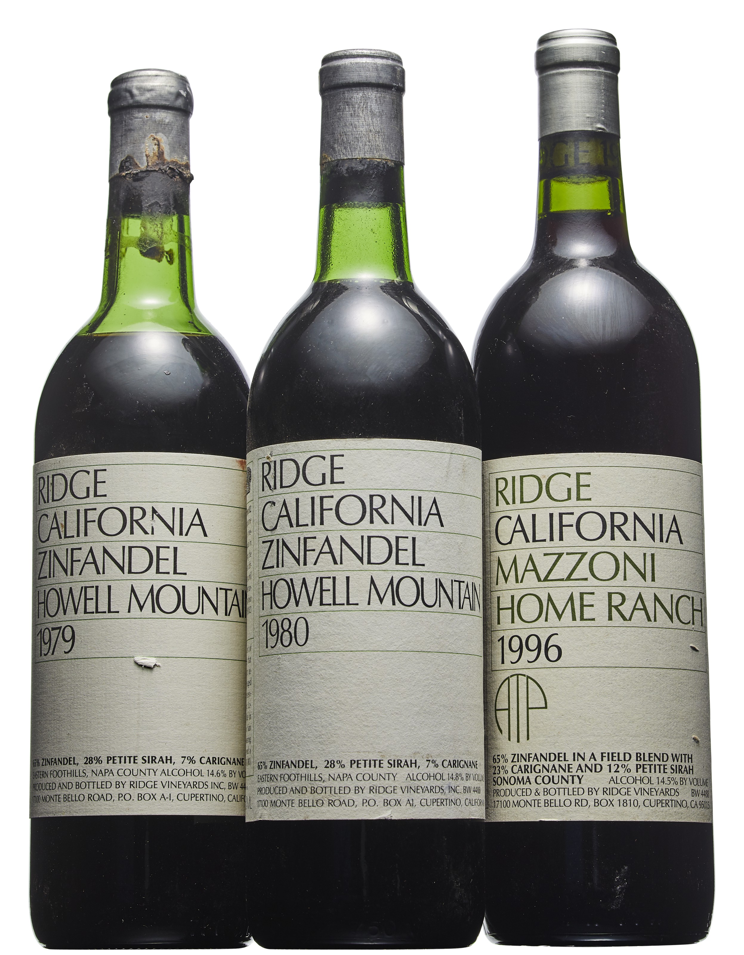 Mixed Ridge, Zinfandel, Ridge, Howell Mountain Zinfandel1979Damaged and ...