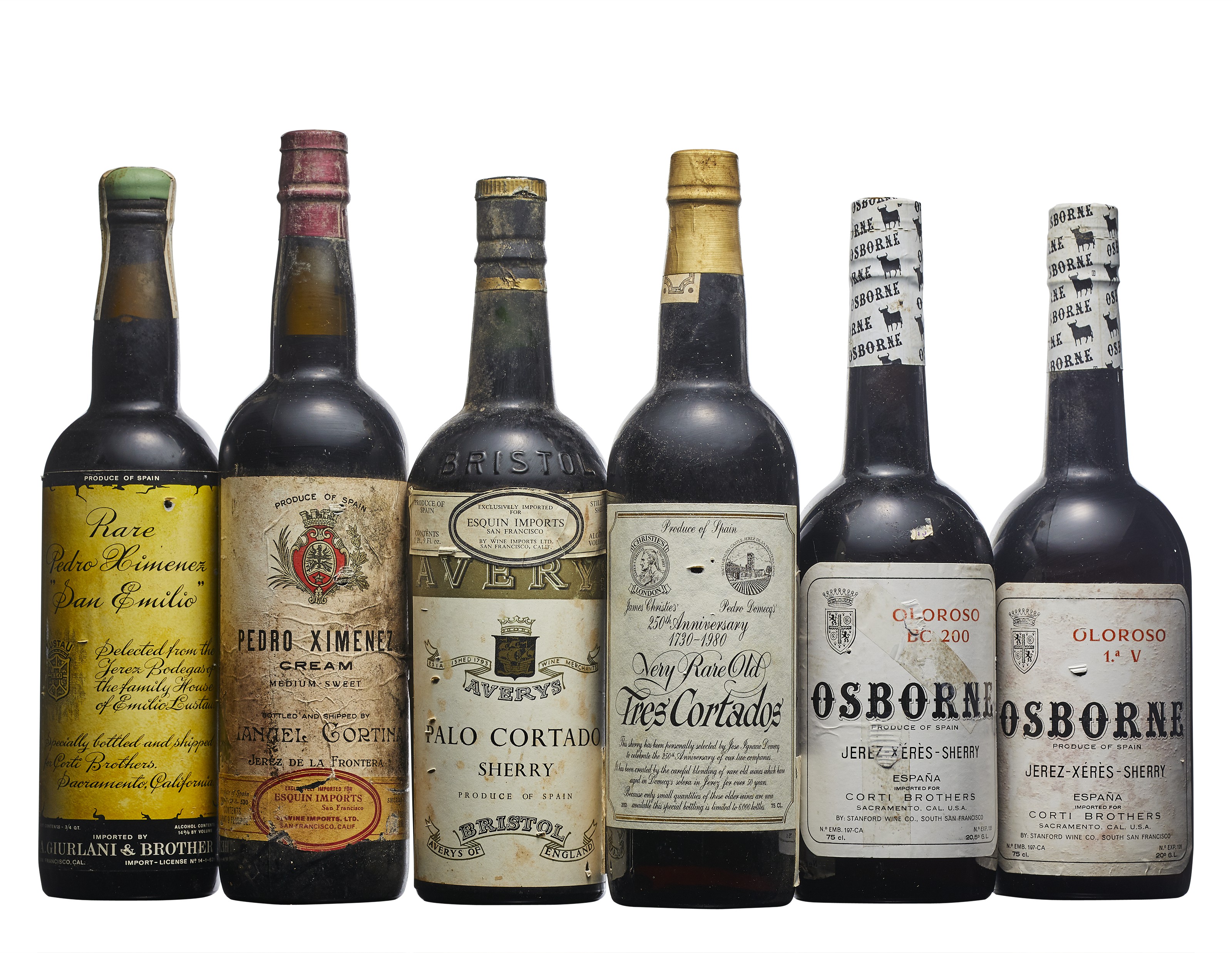 Mixed Sherry Osborne Oloroso 1 Av Sherry Nvbin Soiled And Damaged Labelslevels Into Neck 3 Osborne Oloroso 0 Nvbin Soiled And Damaged Labellevel Base Of Neck 1 Pedro Domecqs Oloroso Very Rare Old Tres Cortados Sherry