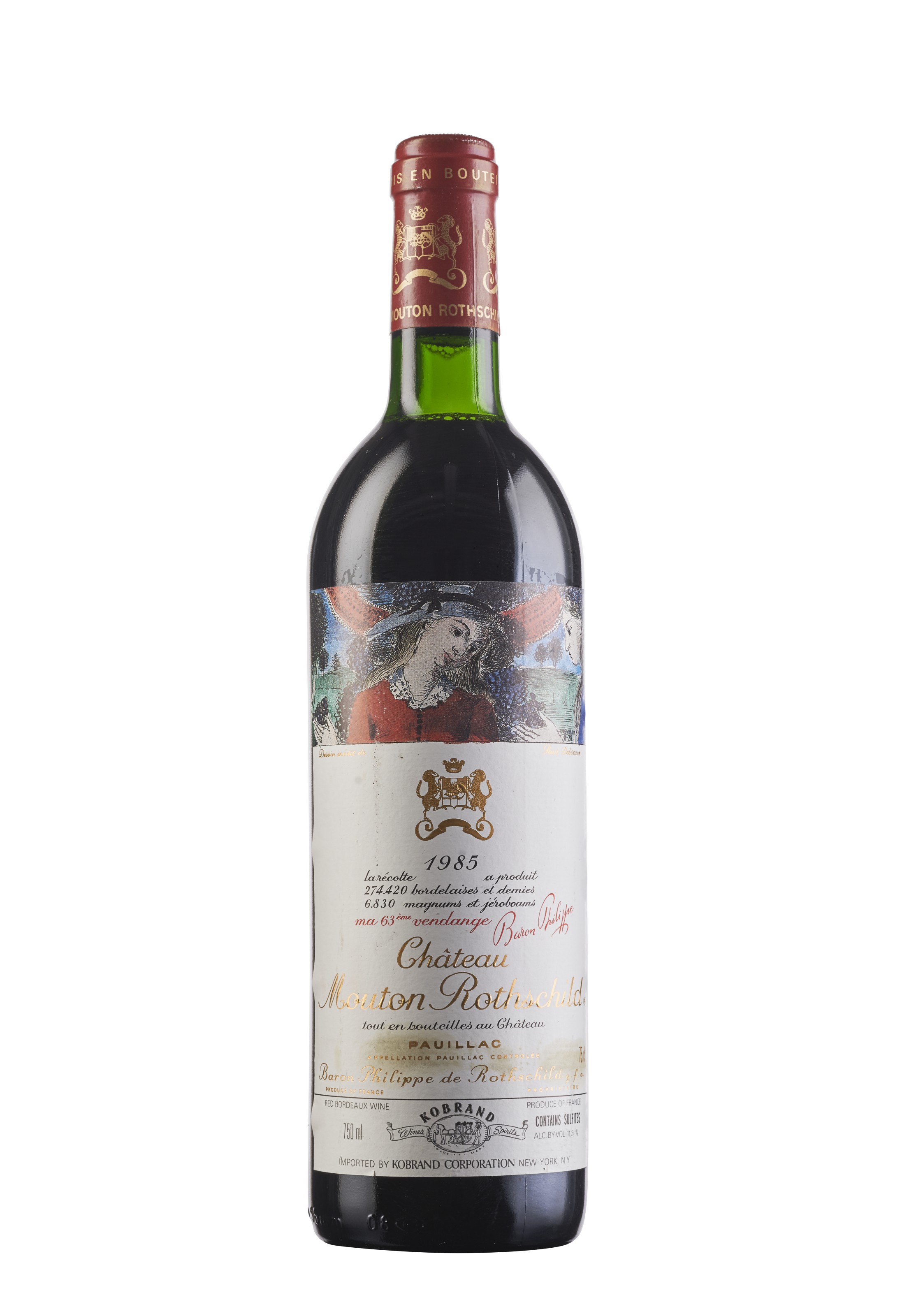 Château Mouton-Rothschild 1985, Pauillac, 1er cru classéCorroded capsules, three discolored ...