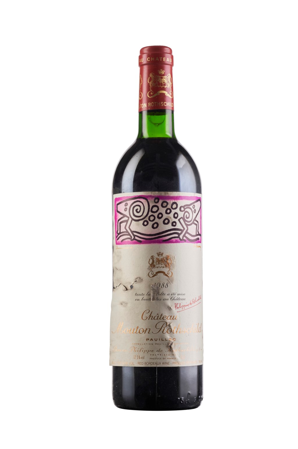 Château Mouton-Rothschild 1988, Pauillac, 1er cru classéDamp affected and damaged labelsLevels ...