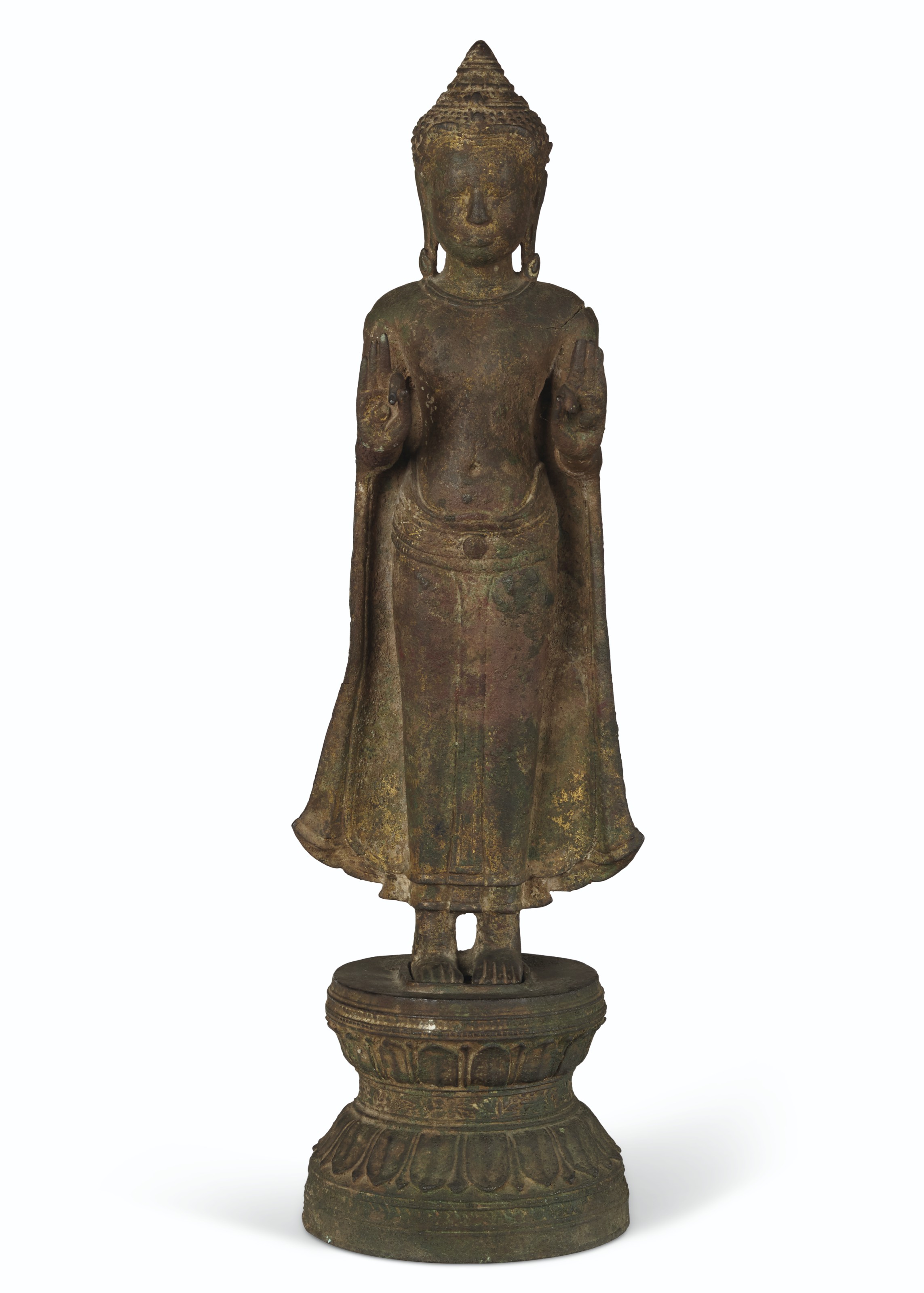 A BRONZE FIGURE OF BUDDHA, THAILAND, LOBPURI PERIOD, 13TH CENTURY