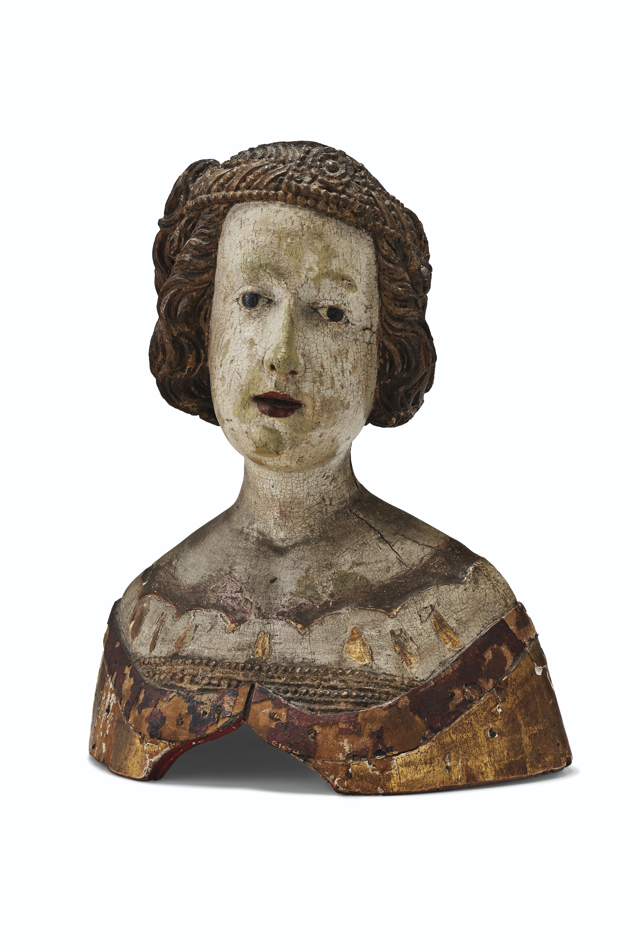 SOUTH GERMAN, 16TH CENTURY, A POLYCHROMEDECORATED AND GILTWOOD