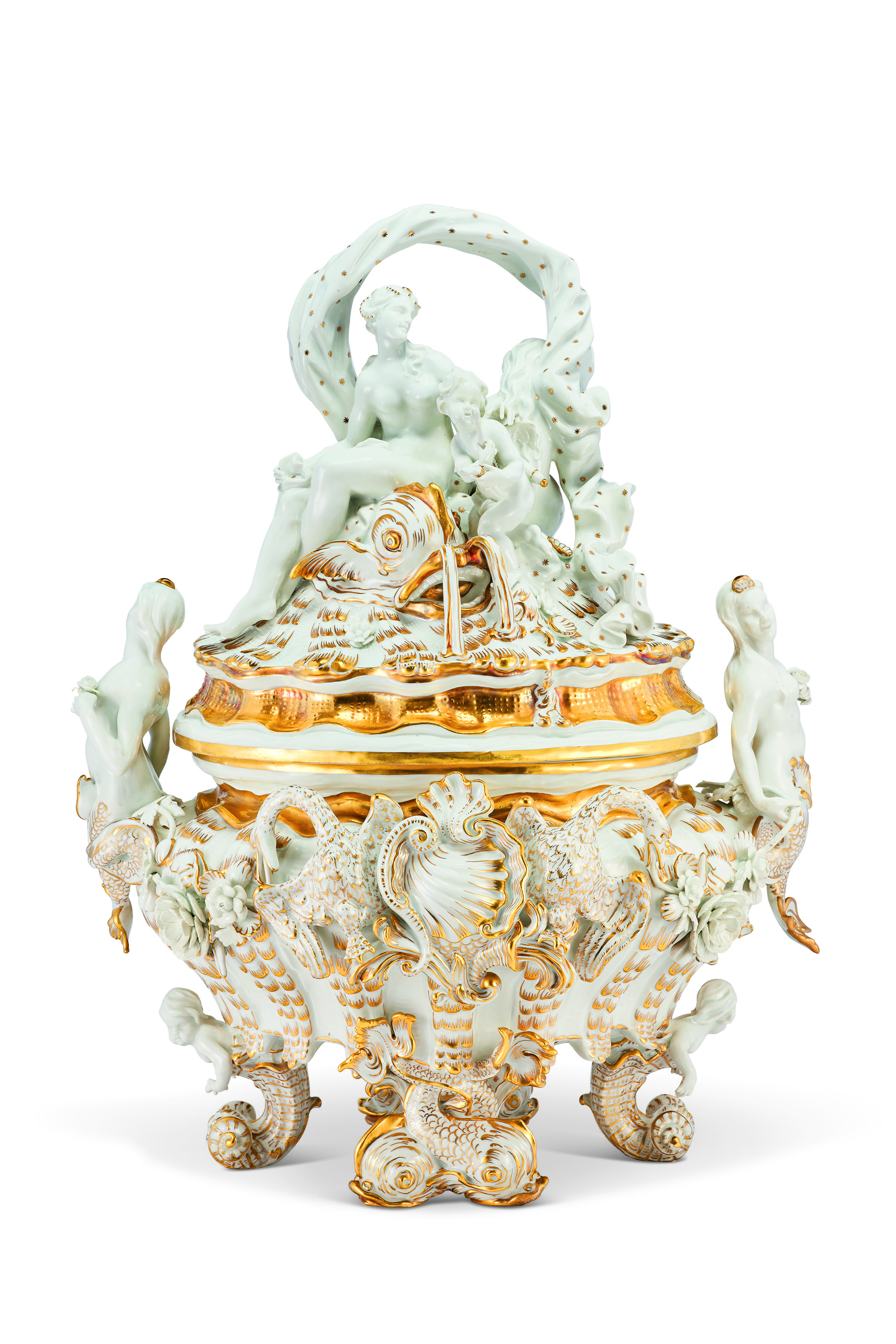 A MEISSEN PORCELAIN 'SWAN SERVICE' FIGURAL TUREEN AND COVER, LATE