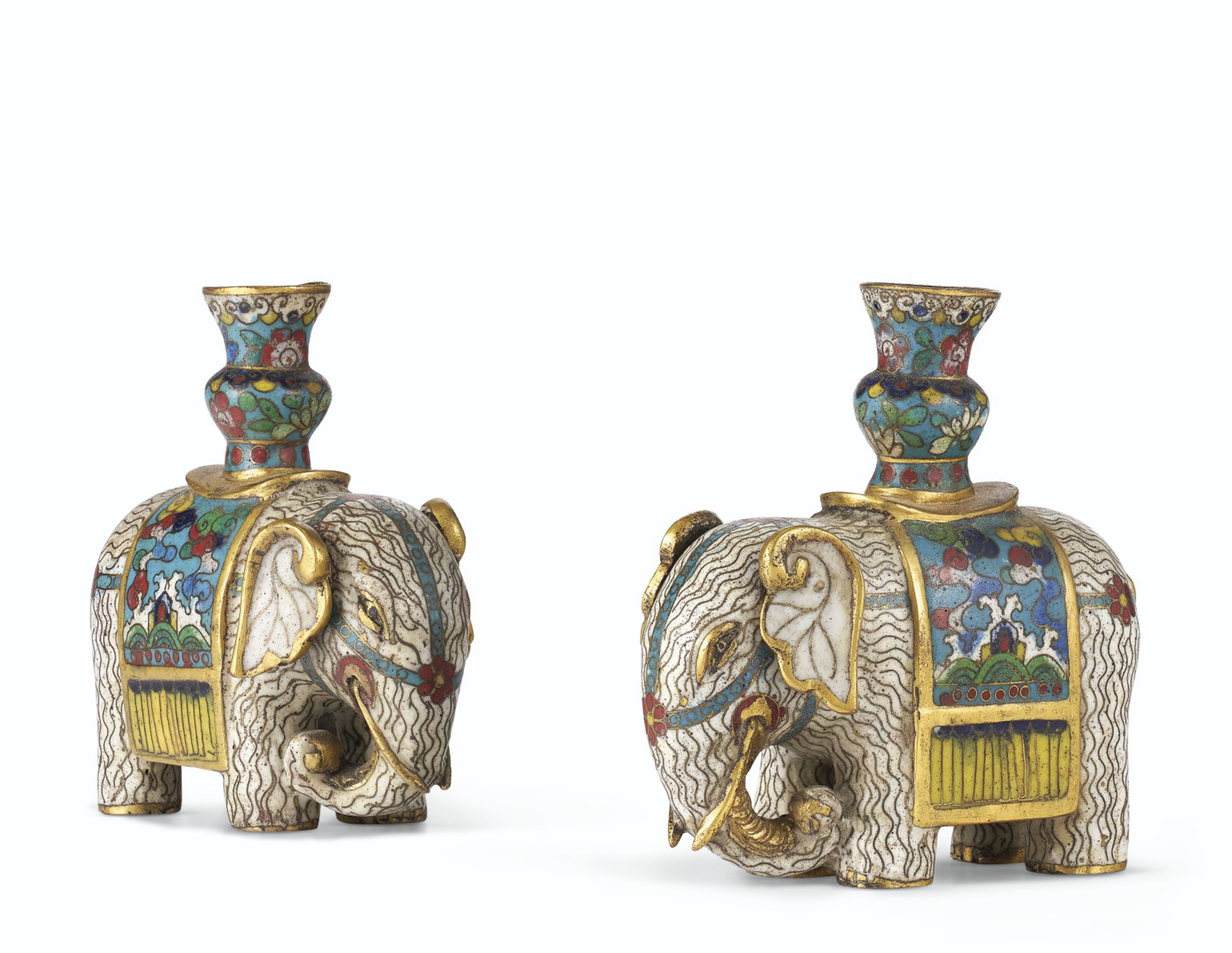 silver and enamel animal figurines