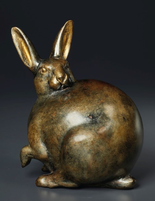 A LACQUERED WOOD MODEL OF A RABBIT, JAPAN, MEIJI PERIOD, EARLY 20TH ...