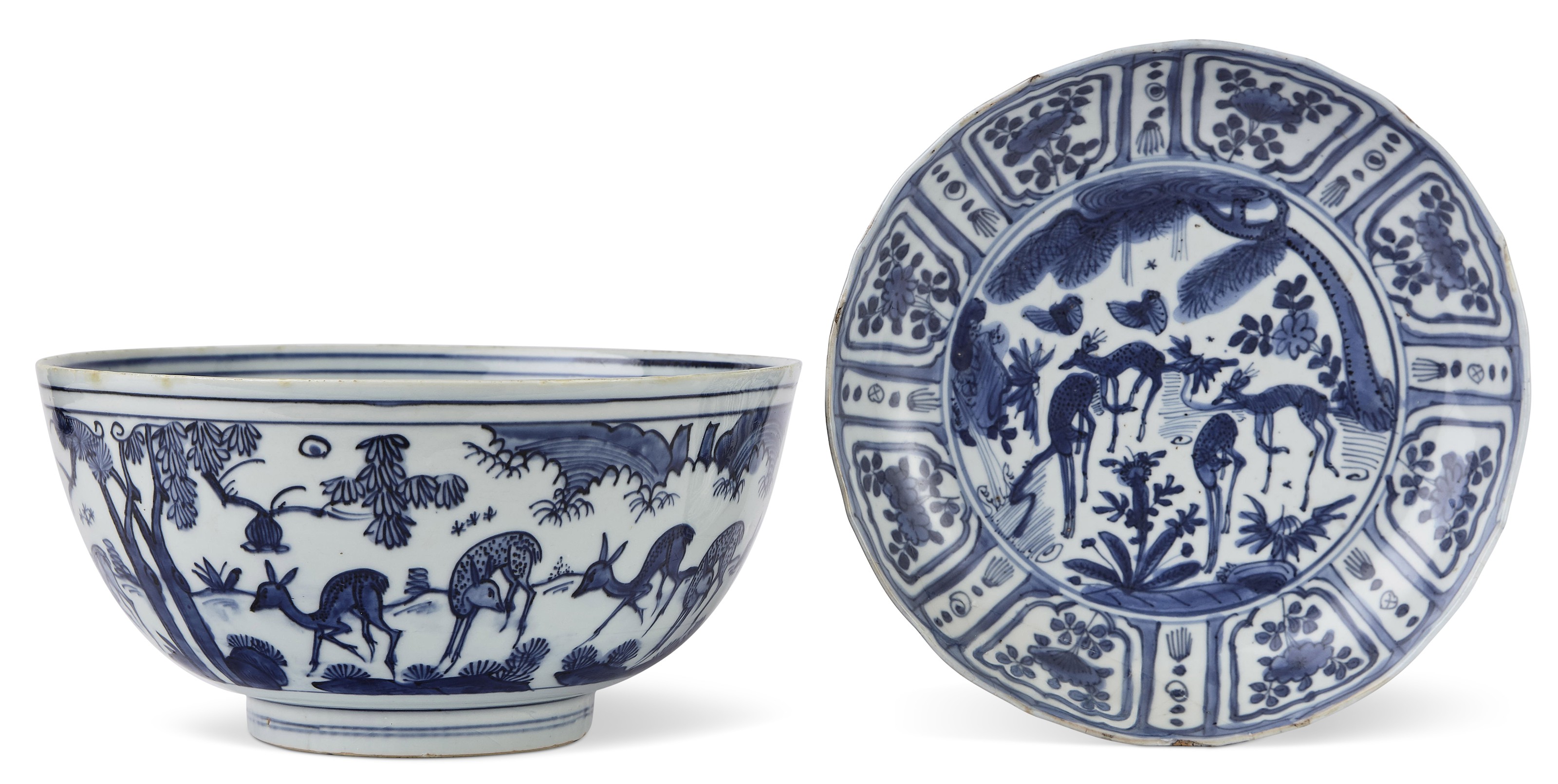 A CHINESE BLUE AND WHITE DISH AND BOWL, MING/QING DYNASTY | Christie's