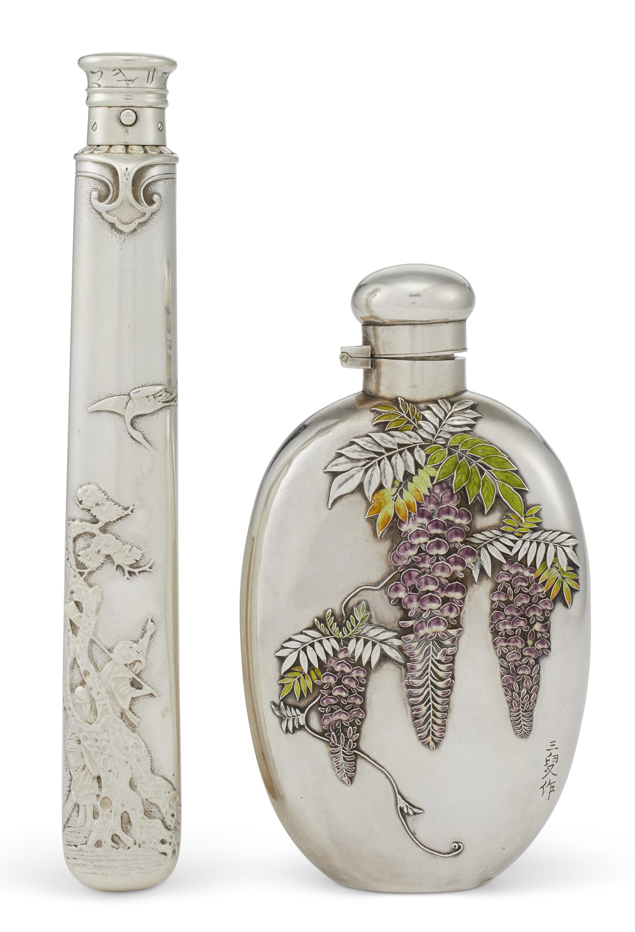 TWO JAPANESE EXPORT SILVER FLASKS, CIRCA 1900 Christie’s