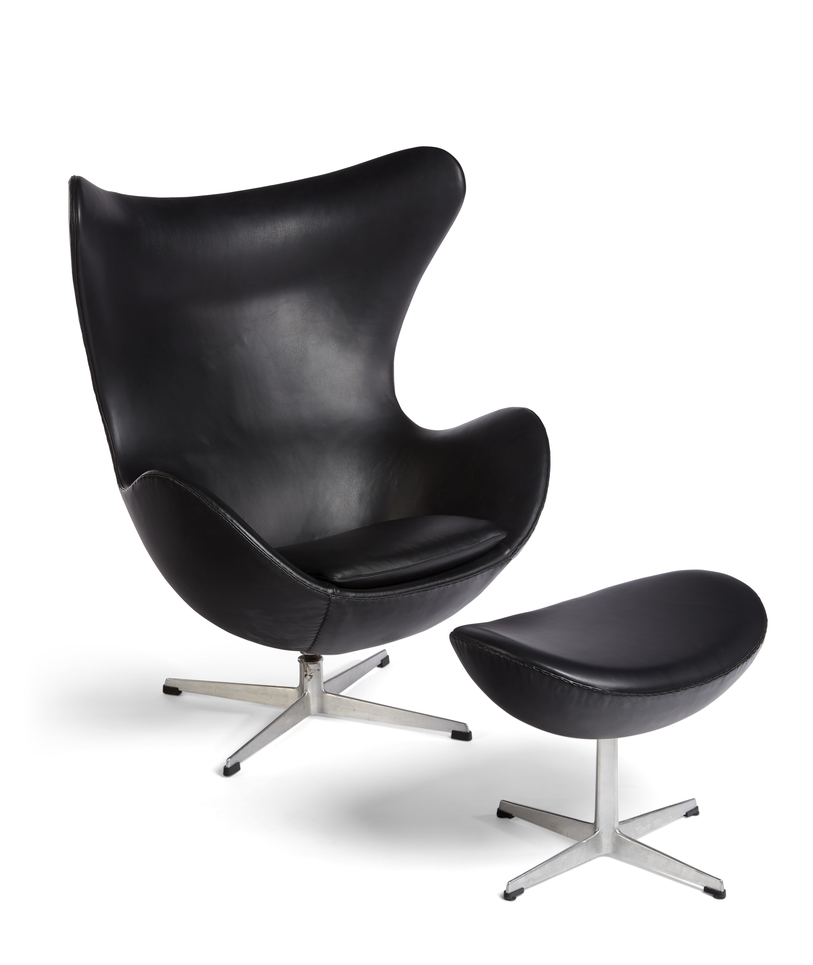 ARNE JACOBSEN (19021971), Aluminum and leather 'egg' chair and ottoman