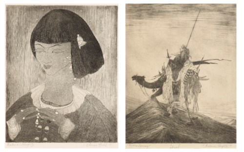 阿卜杜&middot;拉赫曼&middot;丘泰(1894-1975)，《无尽旅程：中国女孩》。蚀刻 纸本。印版：14⅞ x 11&frac34; 吋(37.8 x 29.8公分)。估价：5,000-7,000美元。此作将于2020年6月24至30日「永恒热忱：简与基托&middot;德&middot;波尔伉俪珍藏网上拍卖」中呈献
