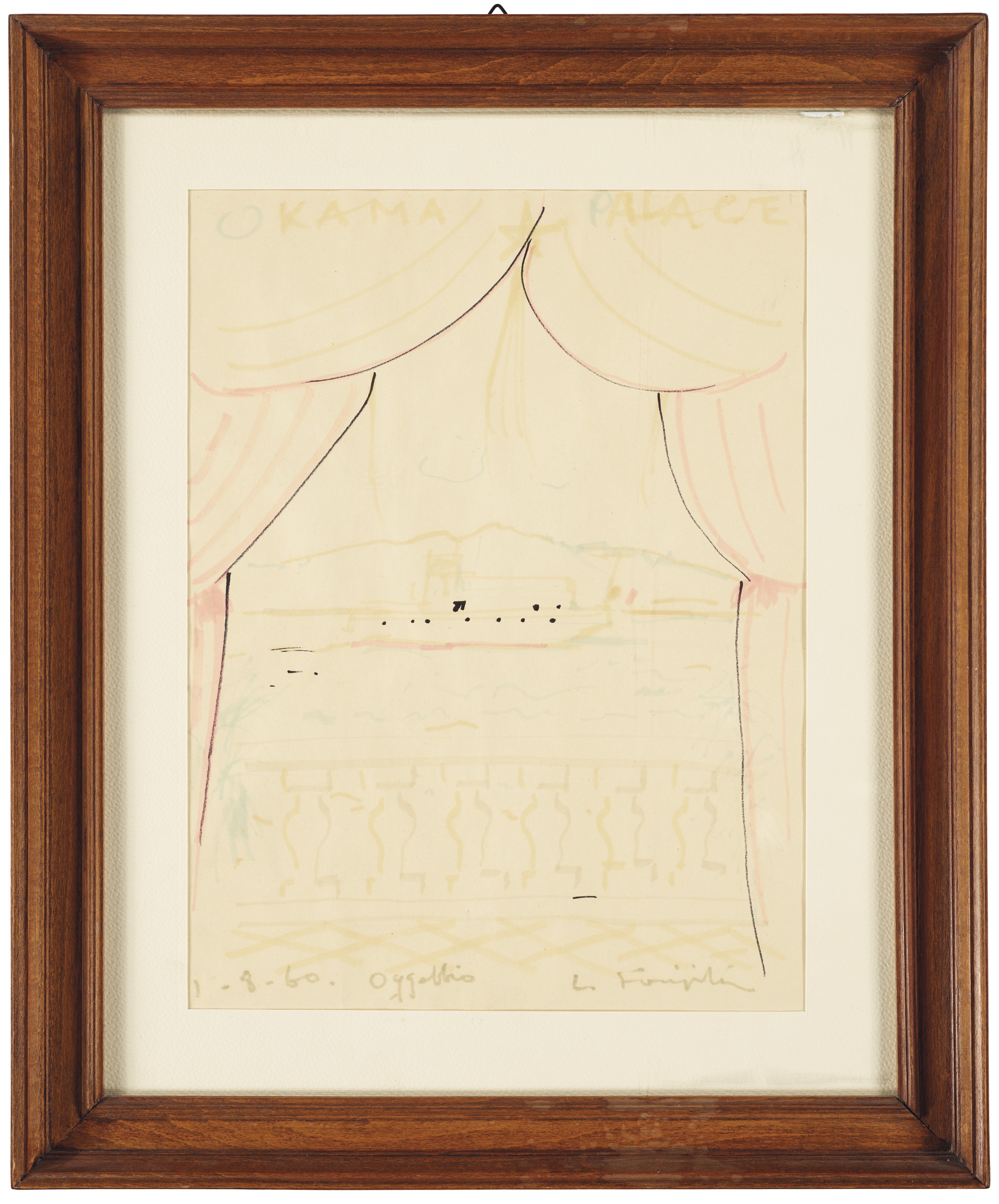 L&eacute;onard Tsuguharu Foujita (1886-1968), Okama Palace. Felt-tip pen on paper.&nbsp;34 x 25.5 cm (13⅜ x 10 in). Estimate: $8,000-15,000. Offered in 
Contemporary Art Asia, Online, 19-26 March 2020