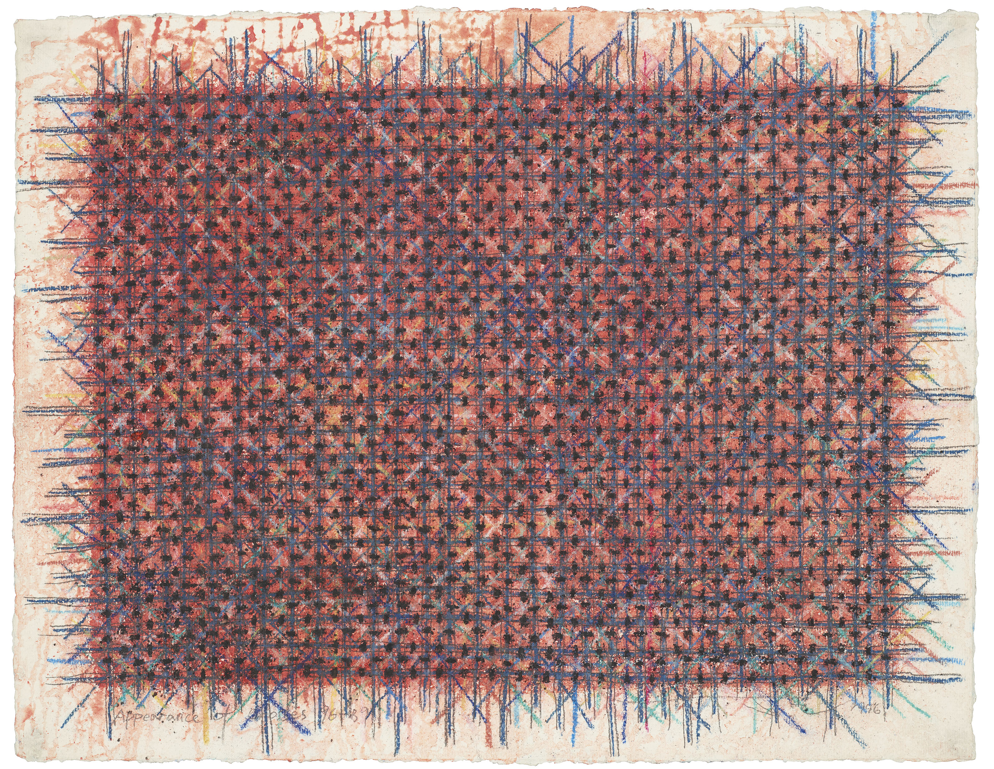 丁乙（1962年生），《十示96-B9 》，1996年作。水彩 油画棒 粉彩 粉笔 木炭 墨 纸本，52 x 67公分（20 1/2 x 26 3/8寸）。估价：10,000-20,000美元。此拍品将于2020年4月21至30日佳士得亚洲当代艺术网上专场呈献