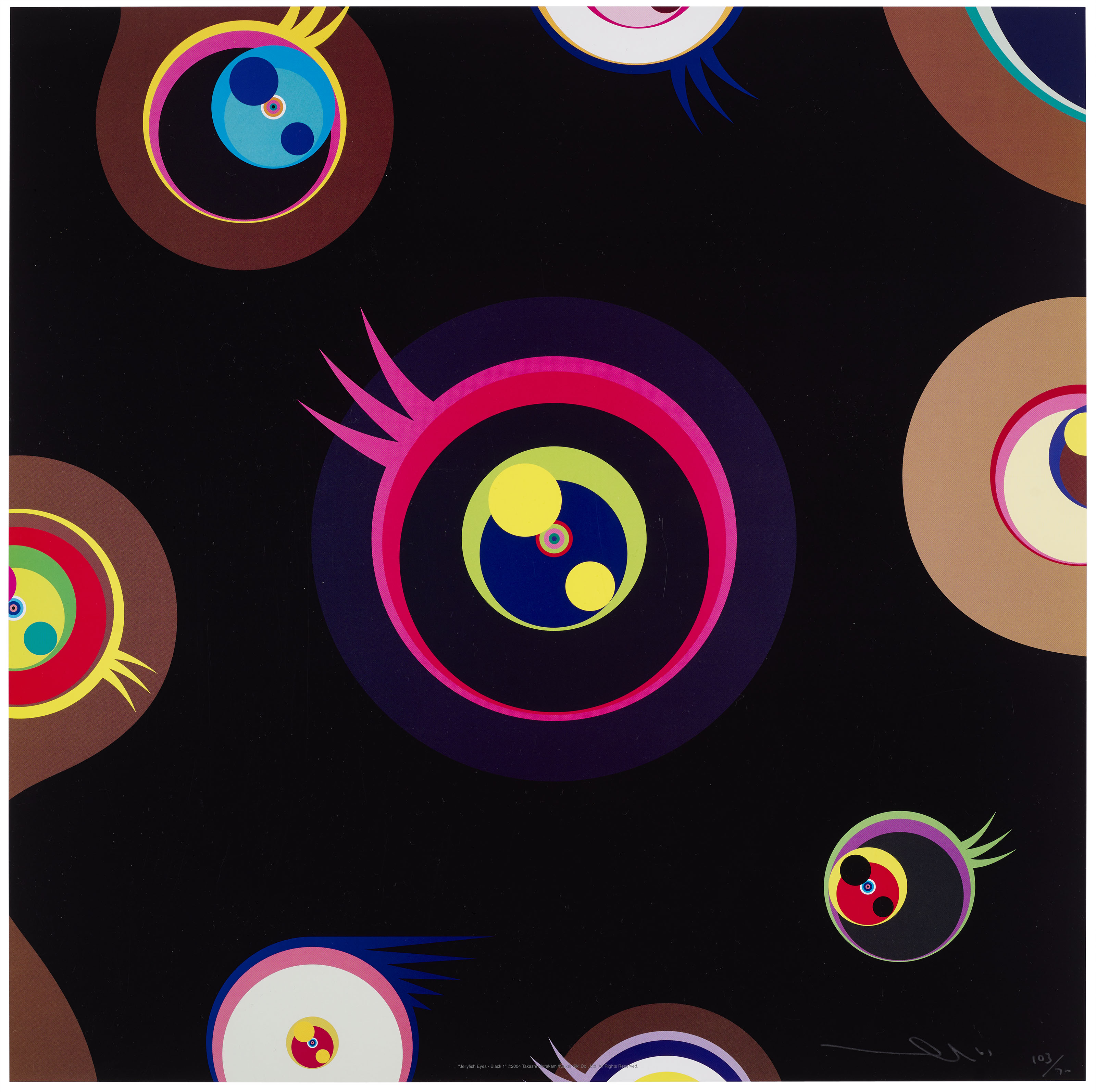 Sac à Dos Tote Bag TAKASHI MURAKAMI X SHU UEMURA - Jelly Fish Eyes Double Face Rose, Occasion Rare