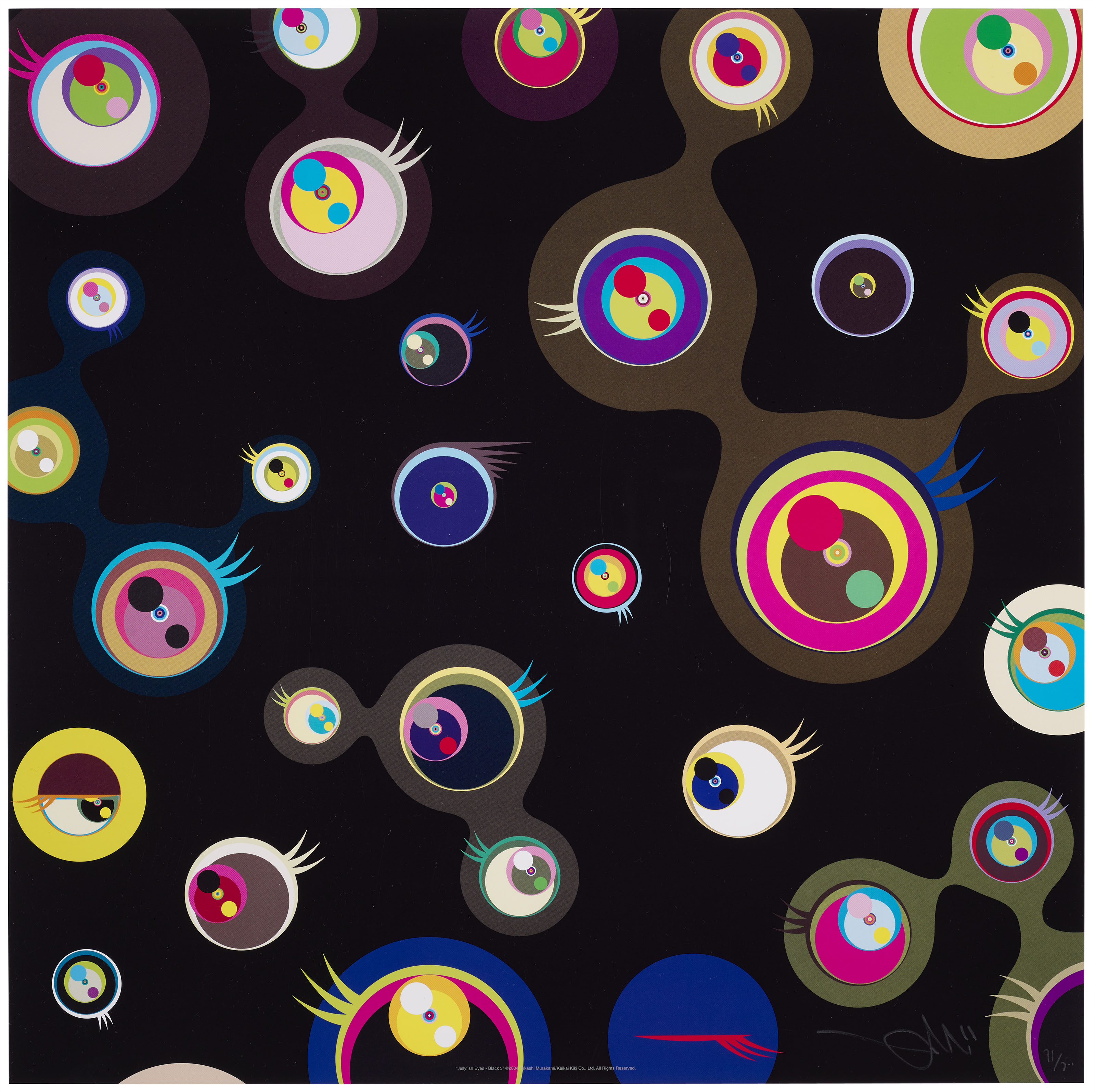 Sac à Bandoulière TAKASHI MURAKAMI X SHU UEMURA - Jelly Fish Eyes - Double Face - Multicolore - Occasion Rare