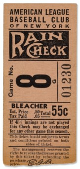 Rare And Historic April 30 1939 Lou Gehrig Final Game Ticket Stub