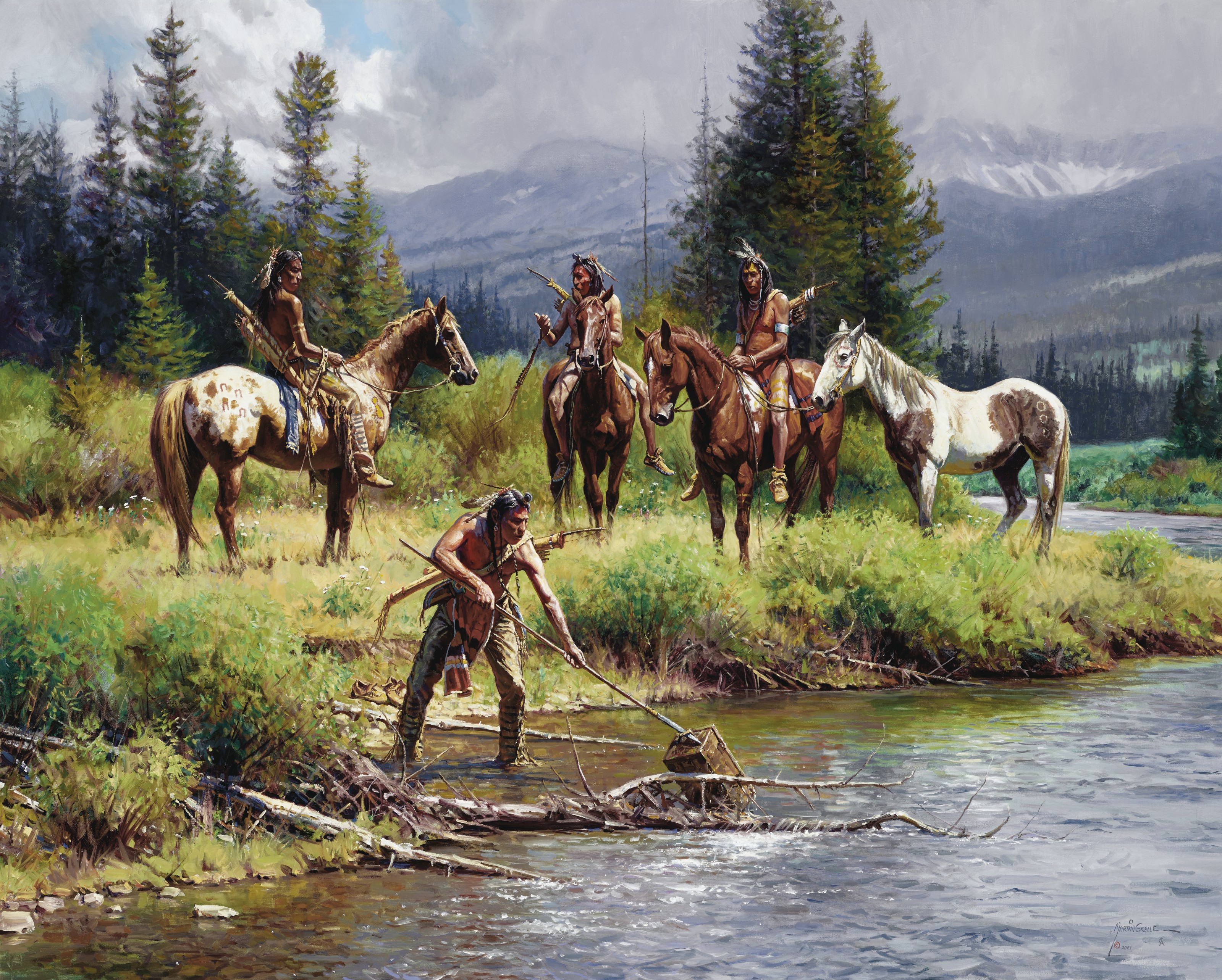 Индейцы природа. Художник-ковбой Martin Grelle.