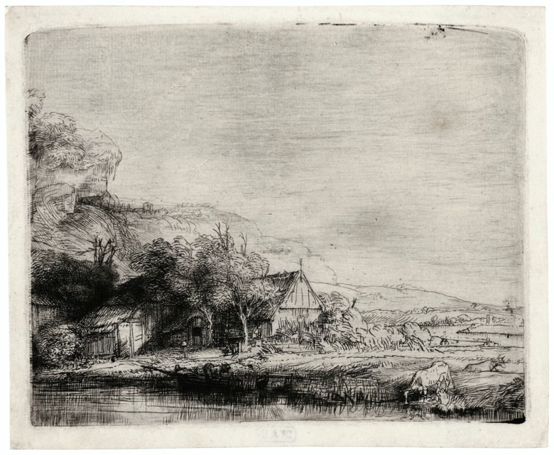 Rembrandt Harmensz. van Rijn (Leiden 1606-1669 Amsterdam), The Landscape with the Cow, circa 1650. Etching and drypoint. Plate 4⅛ x 5¼ in (10.3 x 13 cm). Sheet 4½ x 5½  in (11.5 x 14.1  cm). Estimate $50,000-70,000. Offered in The Martin Feldstein Collection Dutch Art in the Golden Age on 15 October 2020 at Christie’s in New York