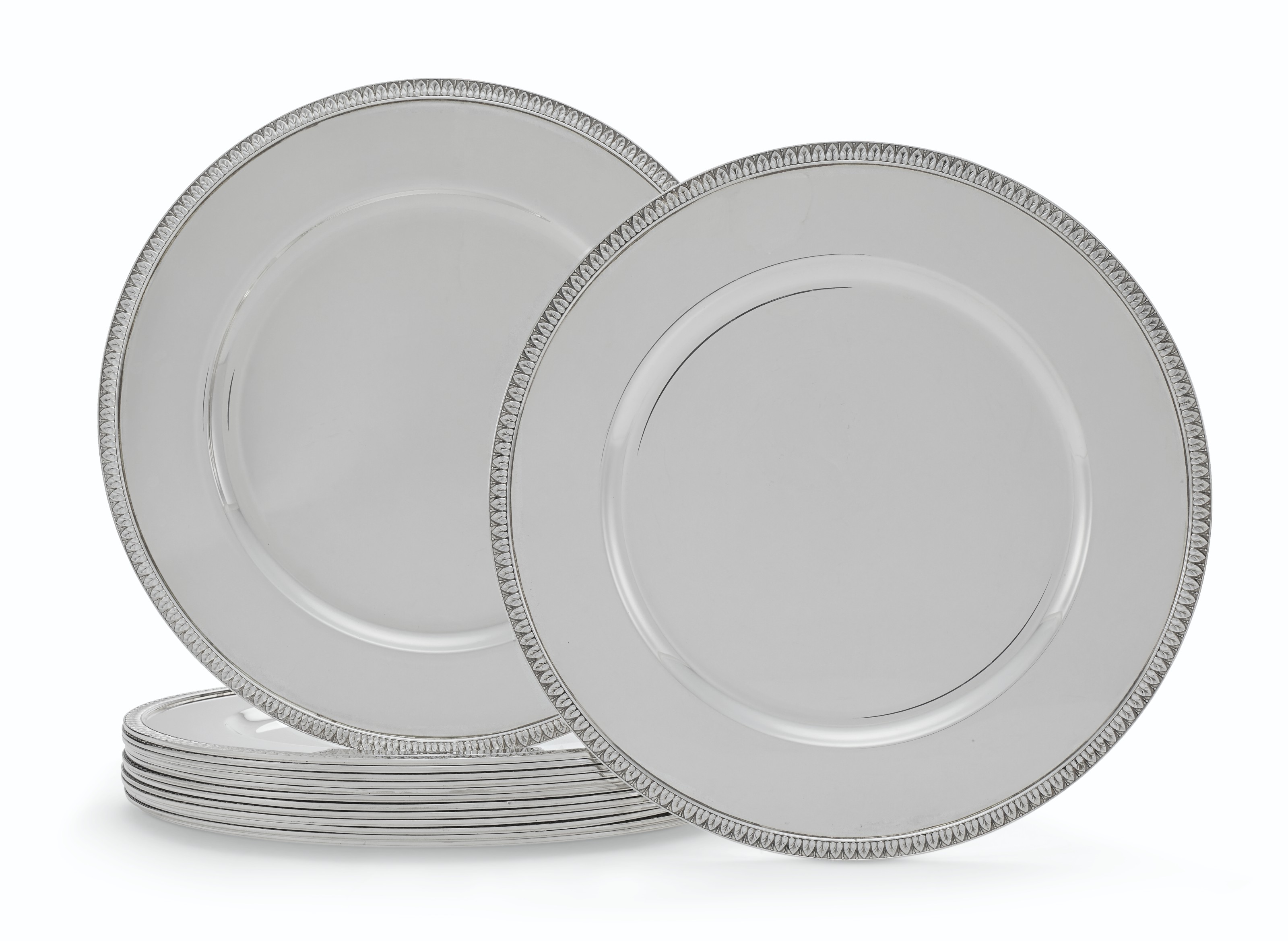 A SET OF FOURTEEN ITALIAN SILVER PLACE PLATES, MARK OF GIANMARIA