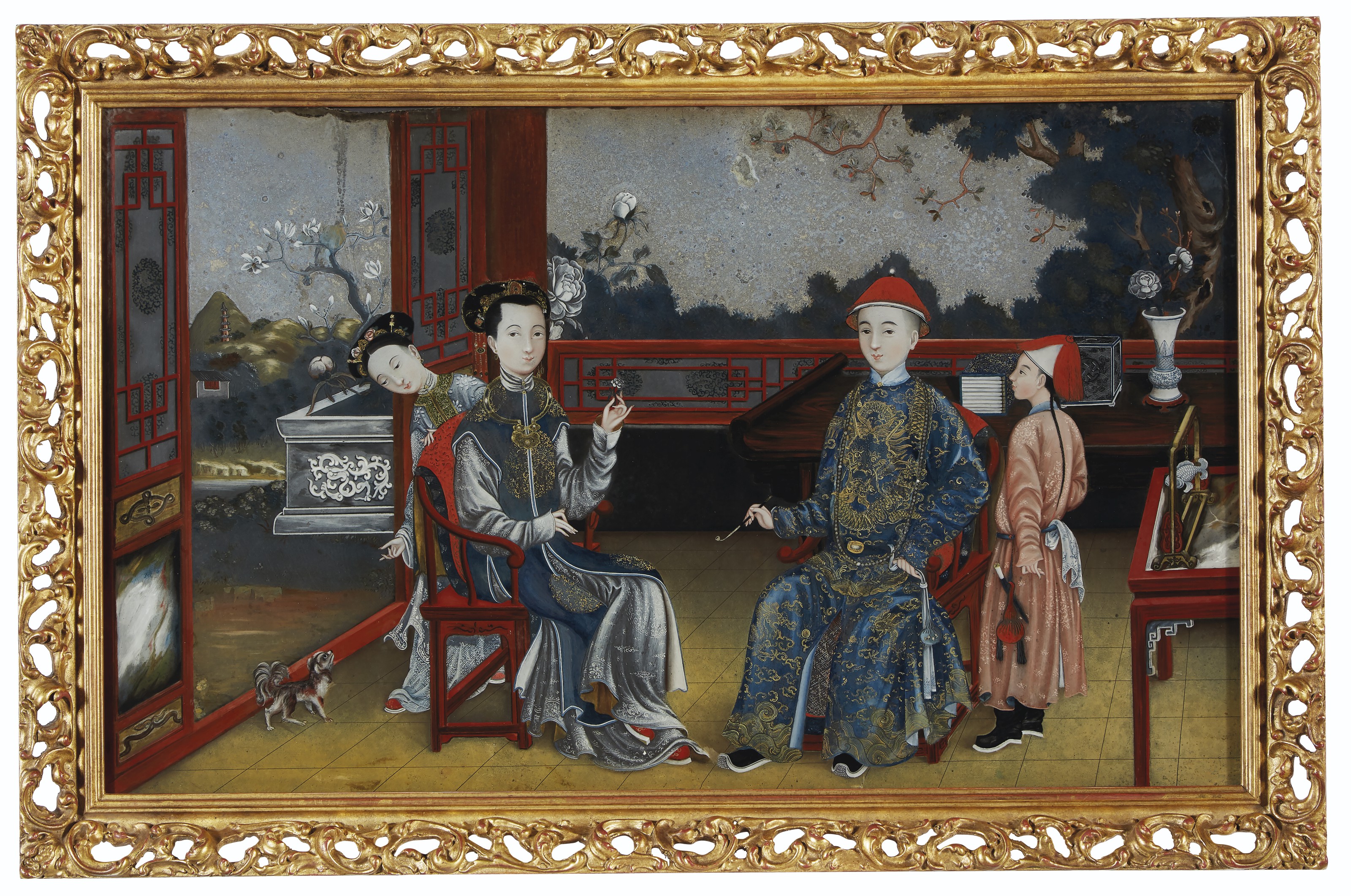 Pair of Chinese Export Reverse Glass Paintings - Late 18th Century