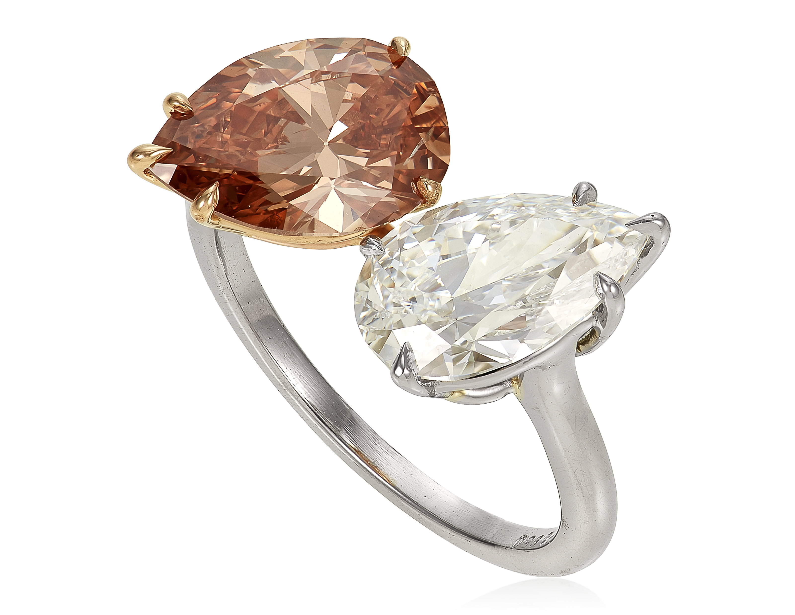 FANCY DEEP BROWNISH-ORANGE DIAMOND AND DIAMOND RING WITH GIA