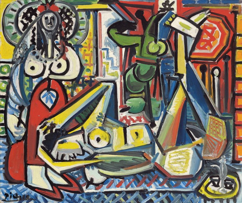 Pablo Picasso (1881-1973), Les femmes dAlger (version F), 1955. Oil on canvas. 21⅜ x 25⅝  in (54.2 x 65  cm). Sold for $29,217,500 in ONE A Global Sale of the 20th Century on 10 July 2020 at Christie’s in New York. © 2020 Estate of Pablo Picasso  Artists Rights Society (ARS), New York