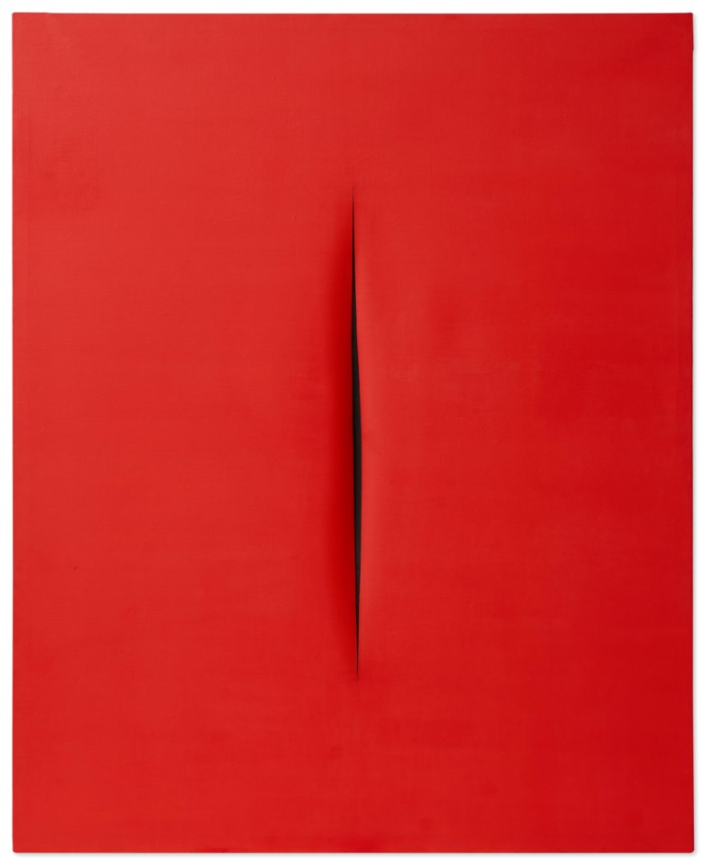 Lucio Fontana (1899-1968), Concetto Spaziale, Attesa, 1966. Waterpaint on canvas. 63¼ x 51½ in (160.6 x 130.8 cm). Estimate $7,500,000-10,500,000. Offered in ONE A Global Sale of the 20th Century on 10 July 2020 at Christie’s in New York
