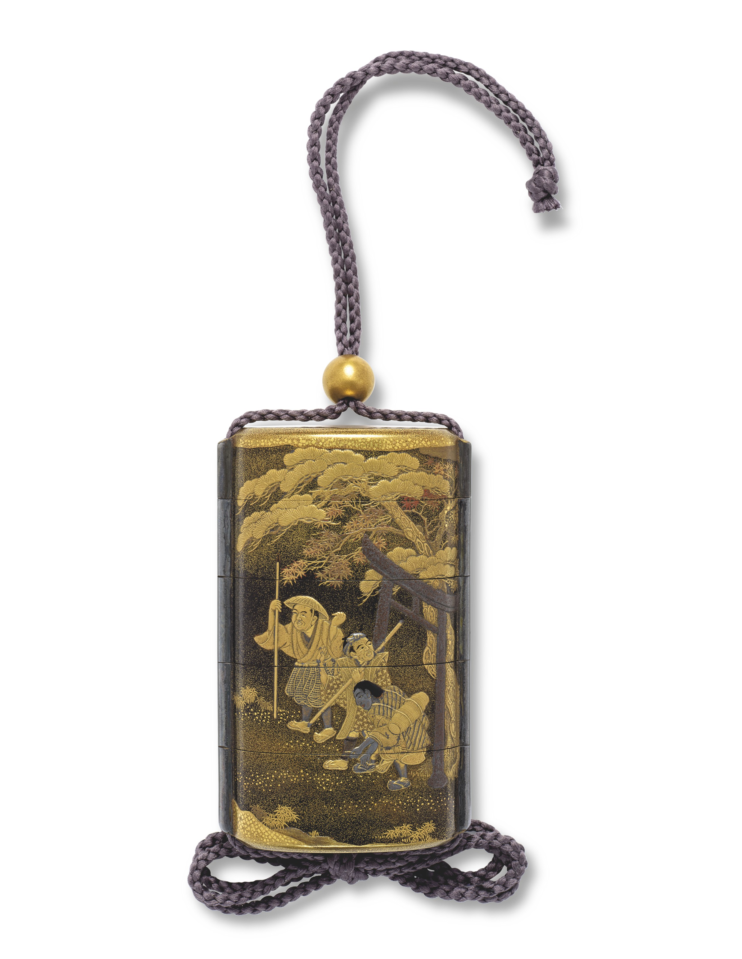 A FOUR-CASE LACQUER INRO, SIGNED GYONEN HACHIJU-YON SAI