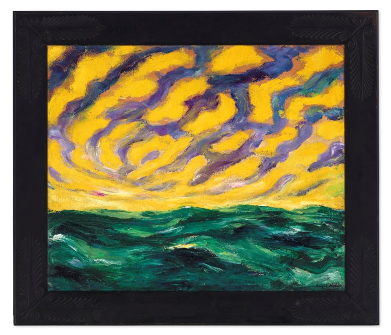 Emil Nolde (1867-1956), Herbstmeer XVI, 1911. Oil on canvas. Canvas 29 x 35 in (73.7 x 88.9 cm). Frame 36½ x 42½ in (92.7 x 108 cm). Estimate $6,000,000-8,000,000. Offered in 20th Century Evening Sale on 6 October 2020 at Christie’s in New York