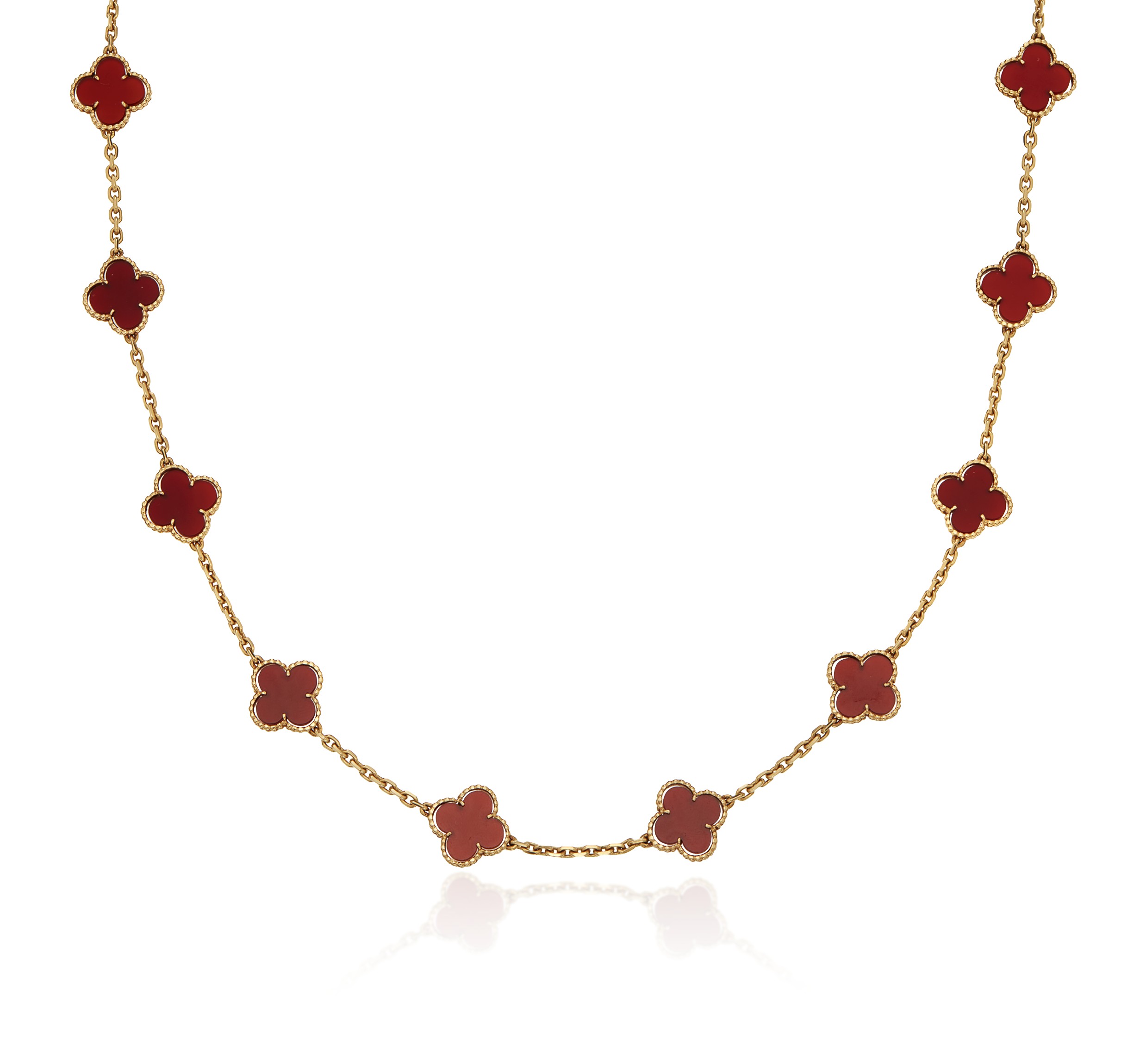 Van cleef cheap carnelian alhambra necklace