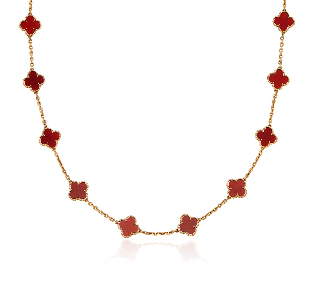 Van Cleef Arpels Carnelian And Gold Vintage Alhambra Necklace Christie S