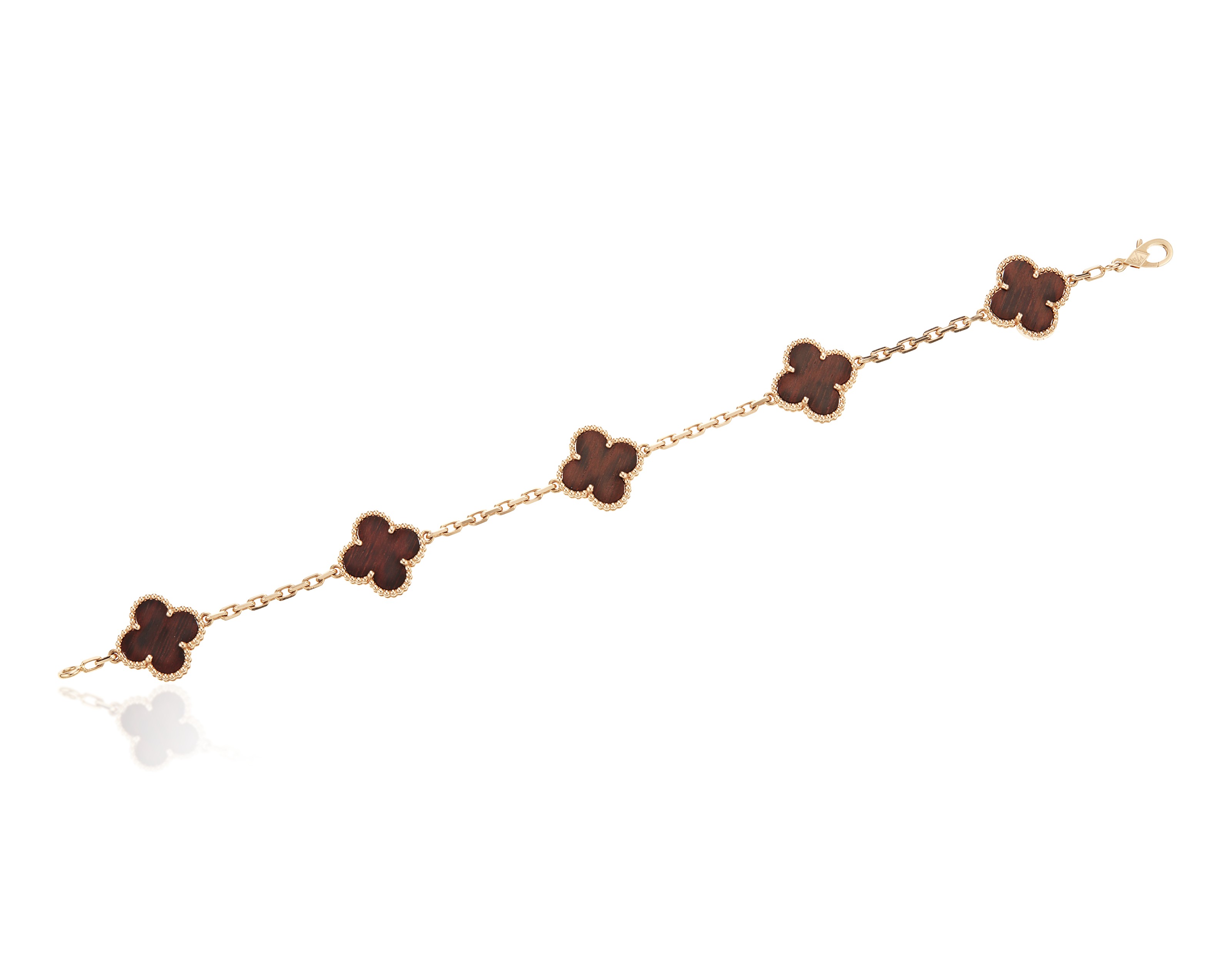VAN CLEEF ARPELS WOOD AND ROSE GOLD 'VINTAGE ALHAMBRA' BRACELET