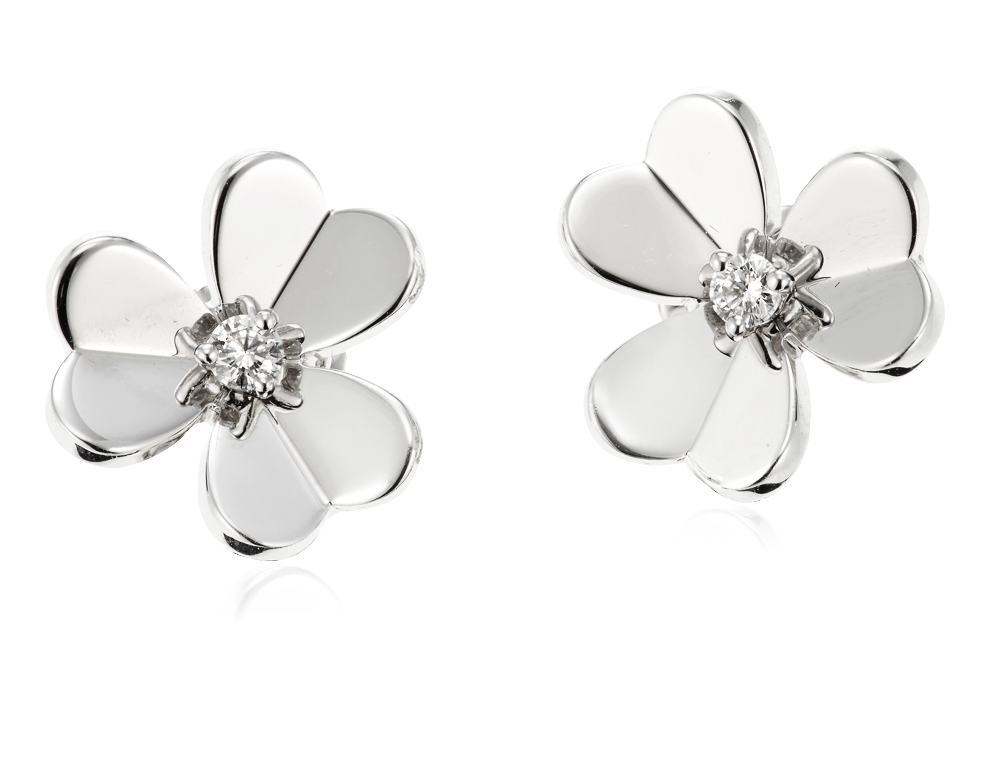VAN CLEEF ARPELS DIAMOND AND WHITE GOLD 'FRIVOLE' EARRINGS