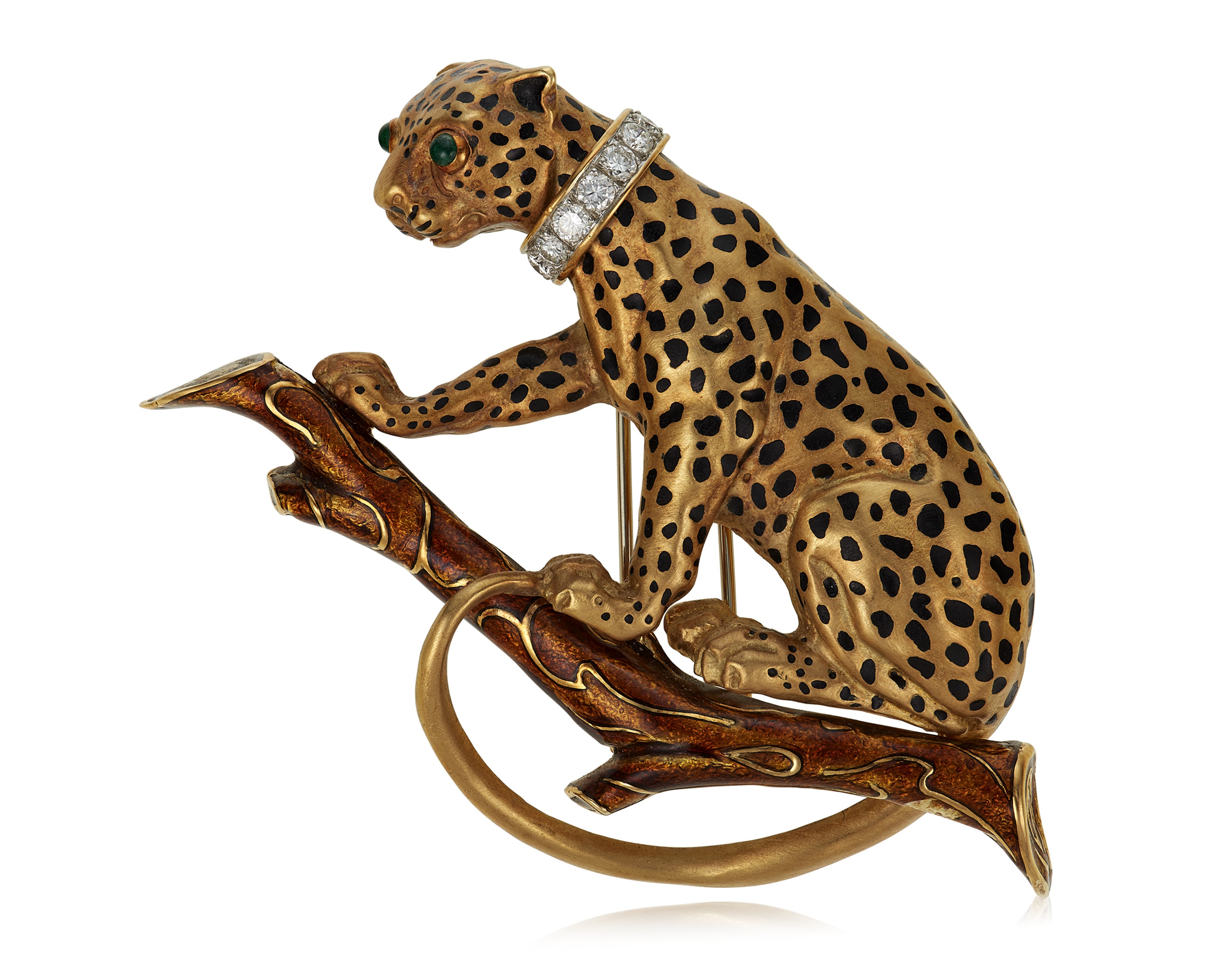 A diamond Panther brooch, by David Webb. Sold for $8,750 on 27 October 2020, Online